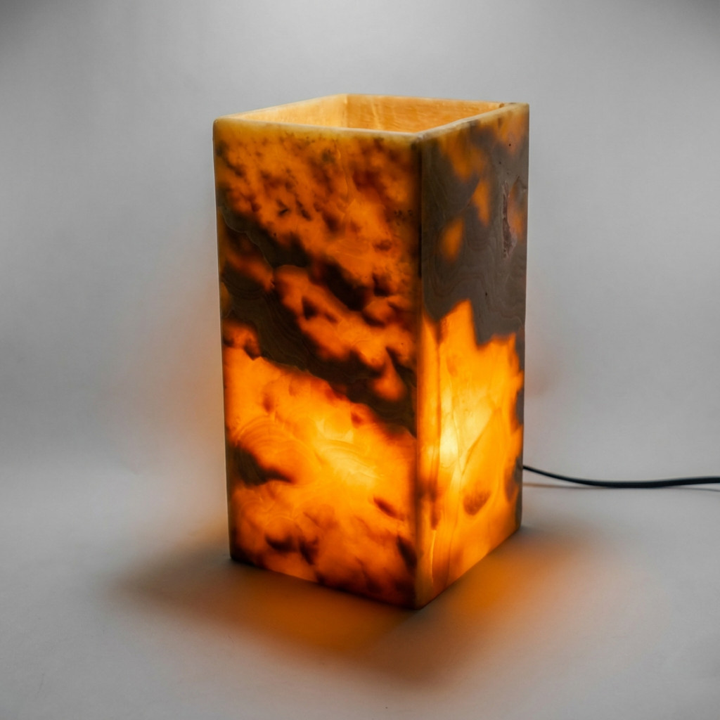 Kenia - Mexican Onyx Lamp - 100% Natural Calcite Rock From Mexico 12.5 x 6 x 6" Kenia - Mexican Onyx Lamp - 100% Natural Calcite Rock From Mexico 12.5 x 6 x 6"