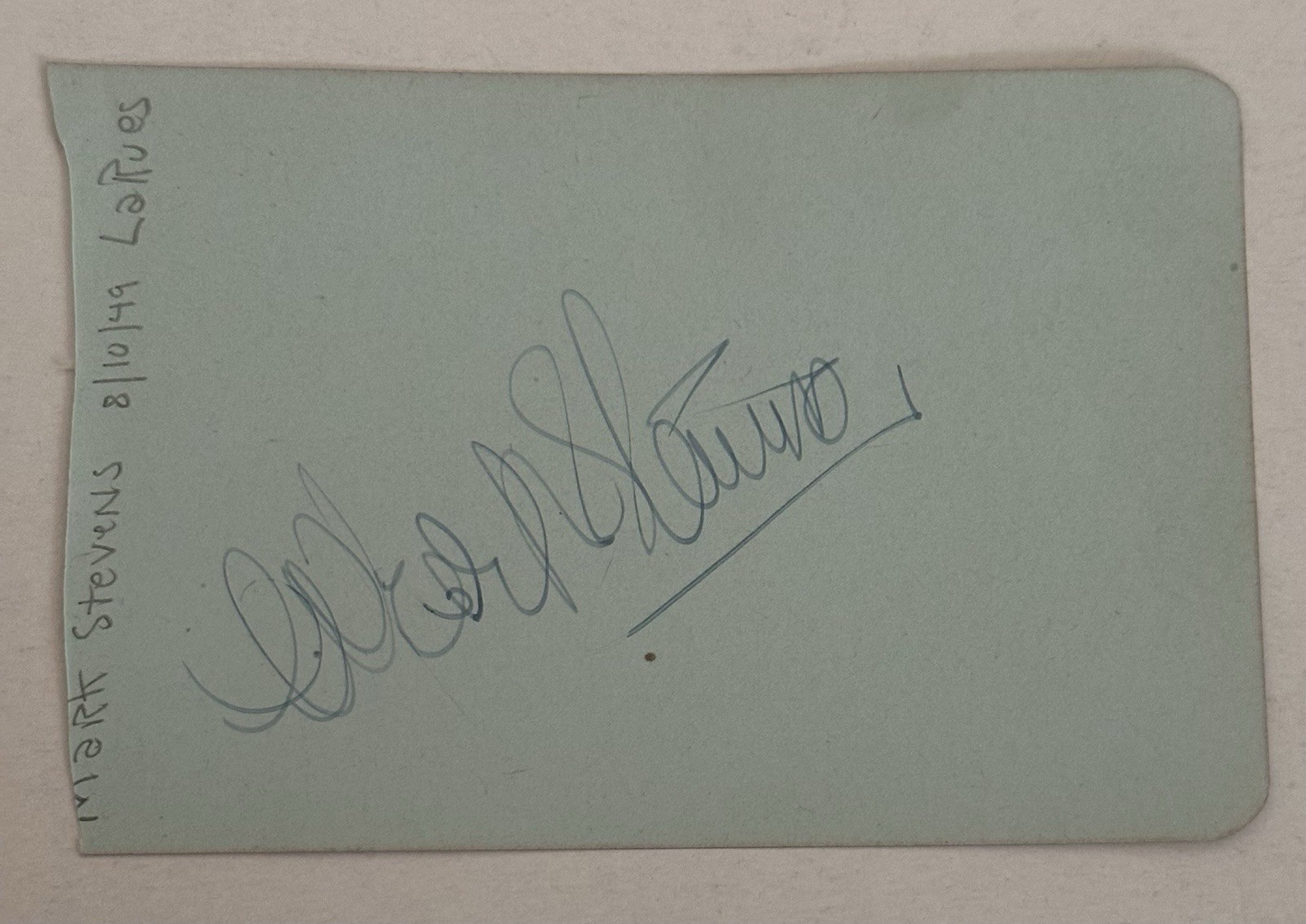 Vintage Mark Stevens’ Signature On An Album Page 3X4.5” Vintage Mark Stevens’ Signature On An Album Page 3X4.5”