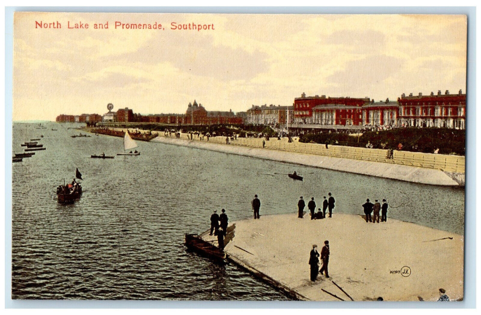 c1910 North Lake and Promenade Southport Merseyside England Antique Postcard