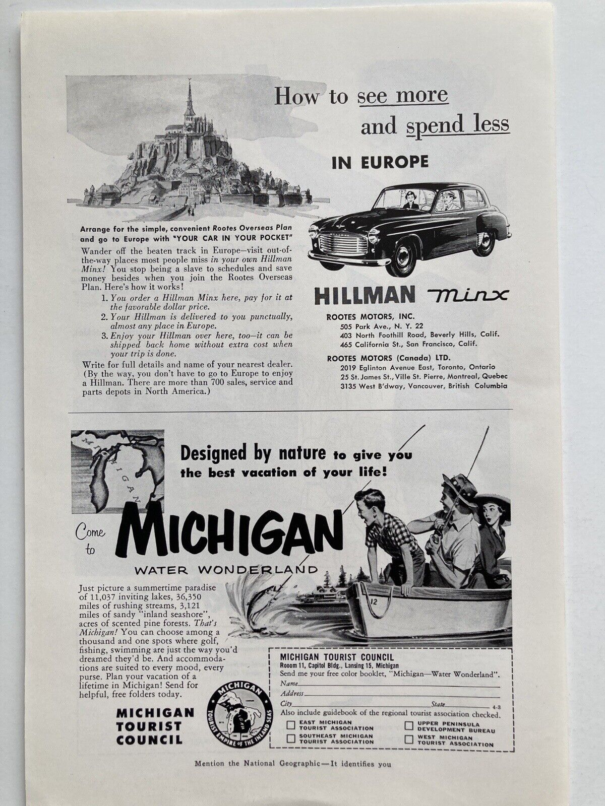 1953 Hillman Minx Print Ad