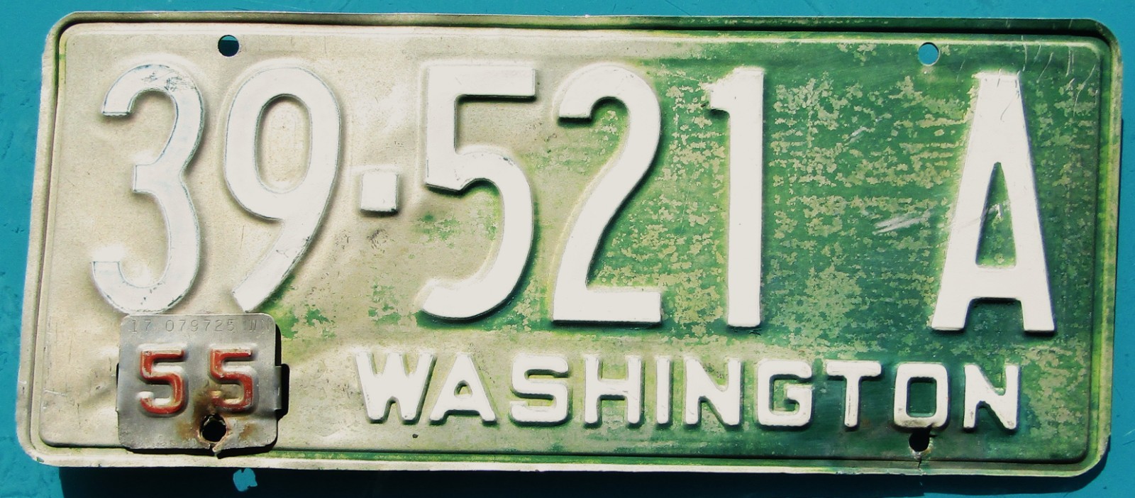 1955 1954 WASHINGTON License Plate #39-521 A (including metal 1955 tab) 1955 1954 WASHINGTON License Plate #39-521 A (including metal 1955 tab)