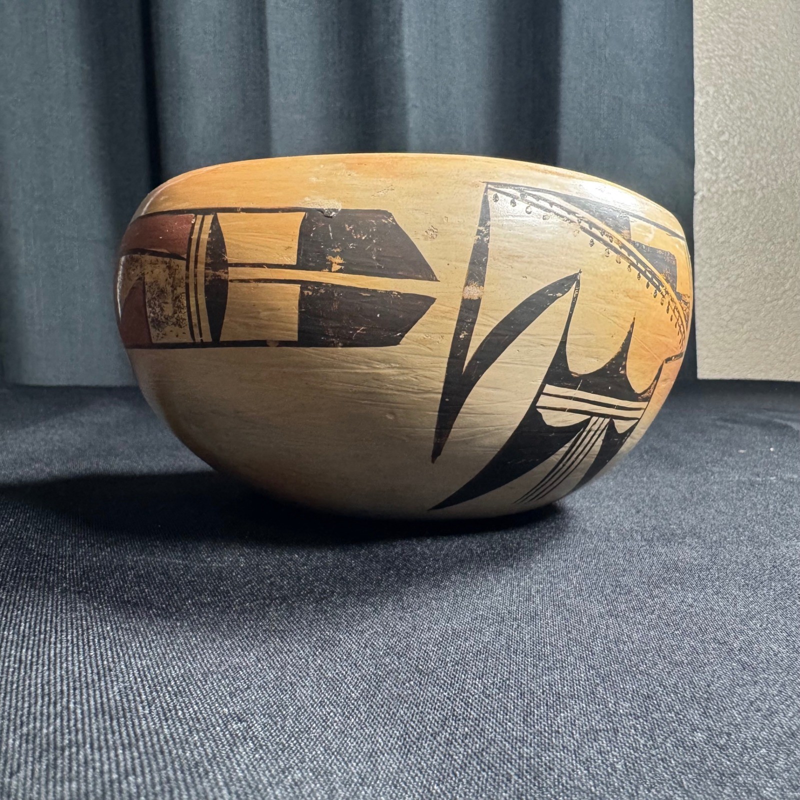 Vintage Native American Hopi-Tewa polychrome pottery bowl Nampeyo family 6.25" Vintage Native American Hopi-Tewa polychrome pottery bowl Nampeyo family 6.25"
