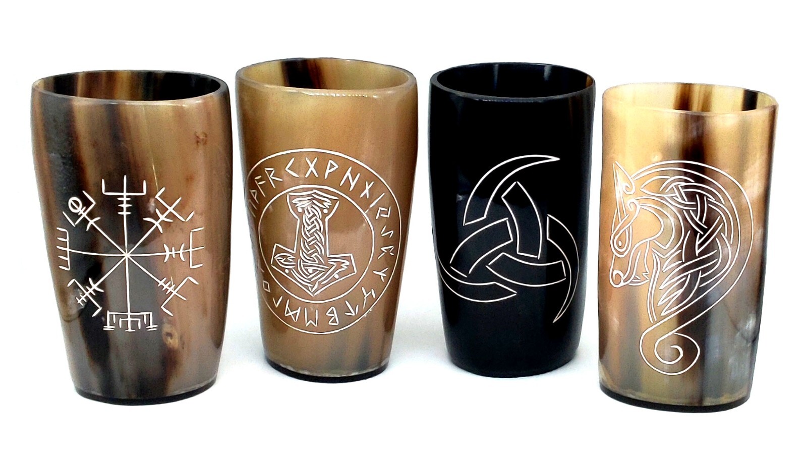 Viking Drinking Horn Tumblers Set of 4 Handmade Cups for Wine Beer Ale - Safe Viking Drinking Horn Tumblers Set of 4 Handmade Cups for Wine Beer Ale - Safe