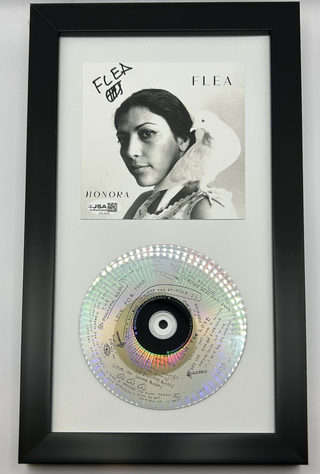 FLEA SIGNED FRAMED HONORA SOLO ALBUM CD COVER RHCP BASSIST AUTOGRAPH - JSA COA