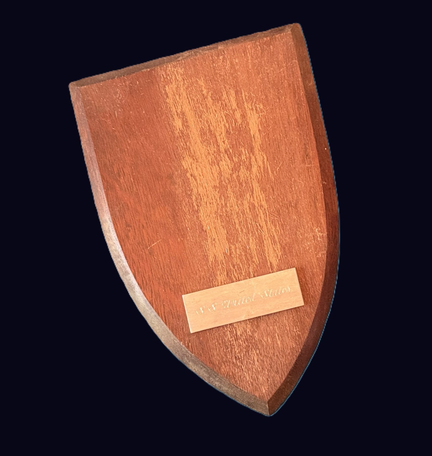 S.S. UNITED STATES Souvenir Walnut Plaque (Yes, Wood) w/ Etched Ship Name Tag S.S. UNITED STATES Souvenir Walnut Plaque (Yes, Wood) w/ Etched Ship Name Tag