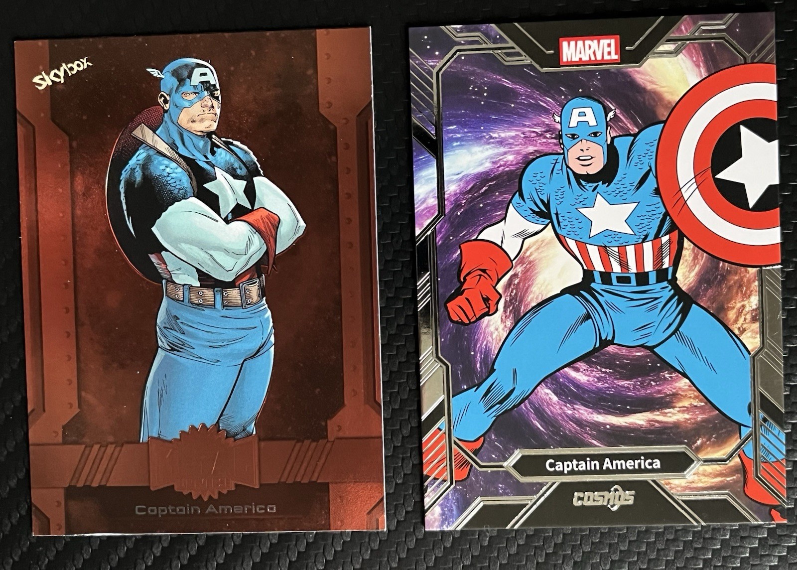 SkyBox 2023 Marvel Metal Universe + KAKAWOW COSMOS 2-Card Lot Captain America