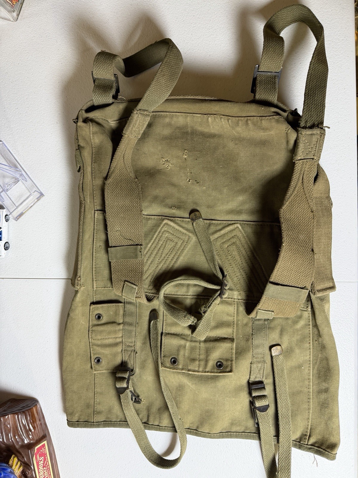 WWII / WW2 Era Military Haversack, Khaki Canvas WWII / WW2 Era Military Haversack, Khaki Canvas