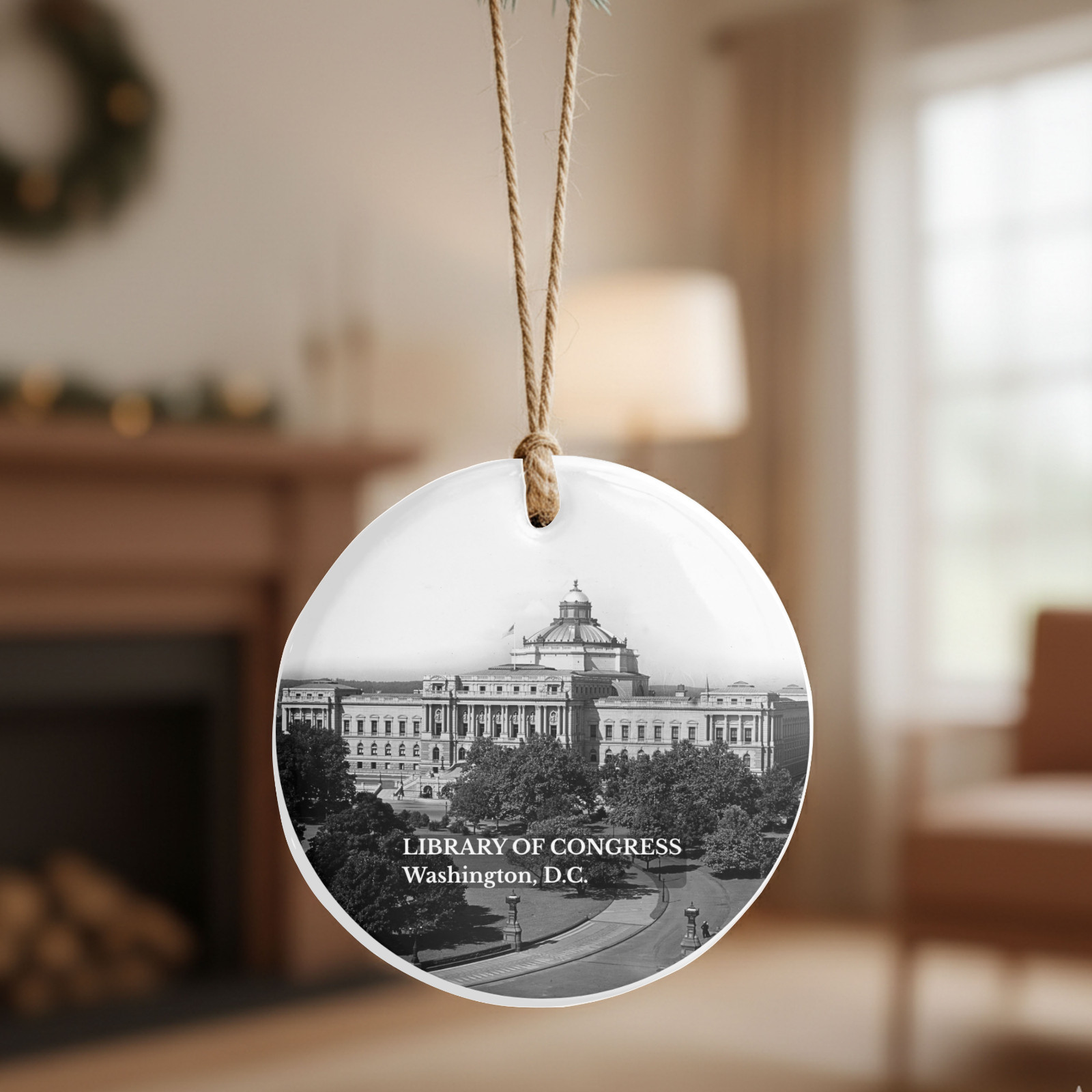 Library of Congress Washington DC Historic Photo Christmas Ornament 2.75"