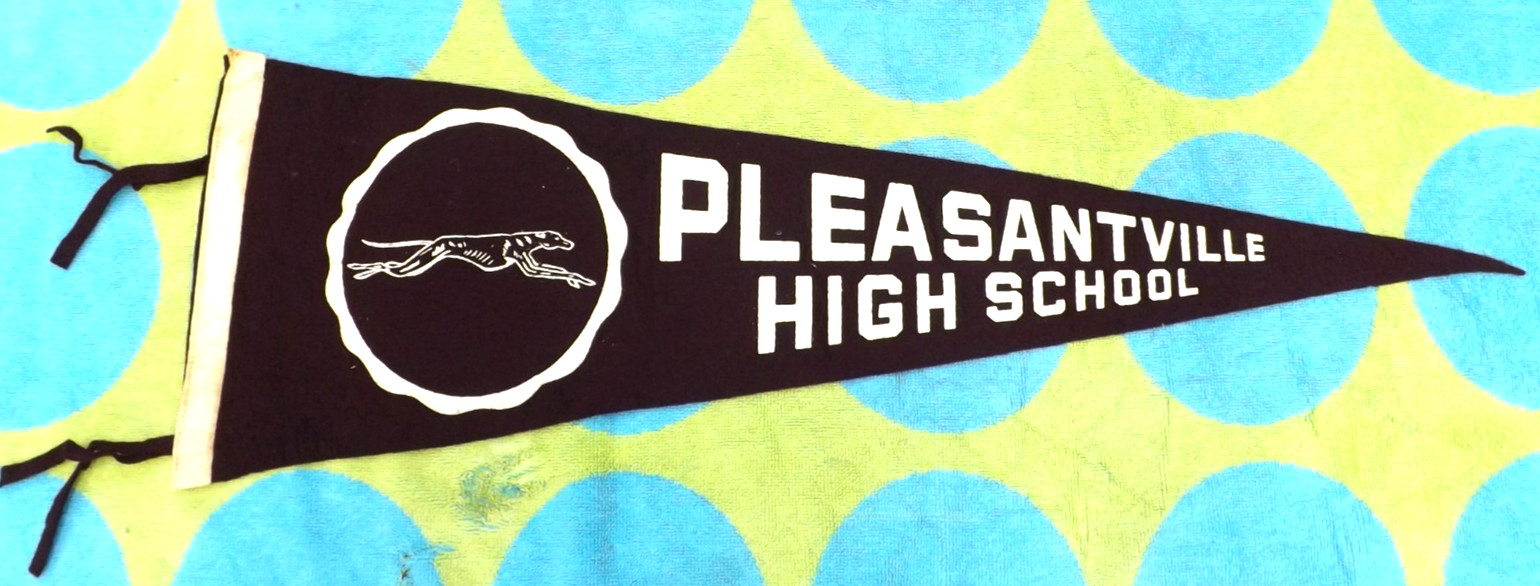 VINTAGE 1950s 60s PLEASANTVILLE NJ HIGH SCHOOL PENNANT BANNER 25.5" GREYHOUNDS VINTAGE 1950s 60s PLEASANTVILLE NJ HIGH SCHOOL PENNANT BANNER 25.5" GREYHOUNDS