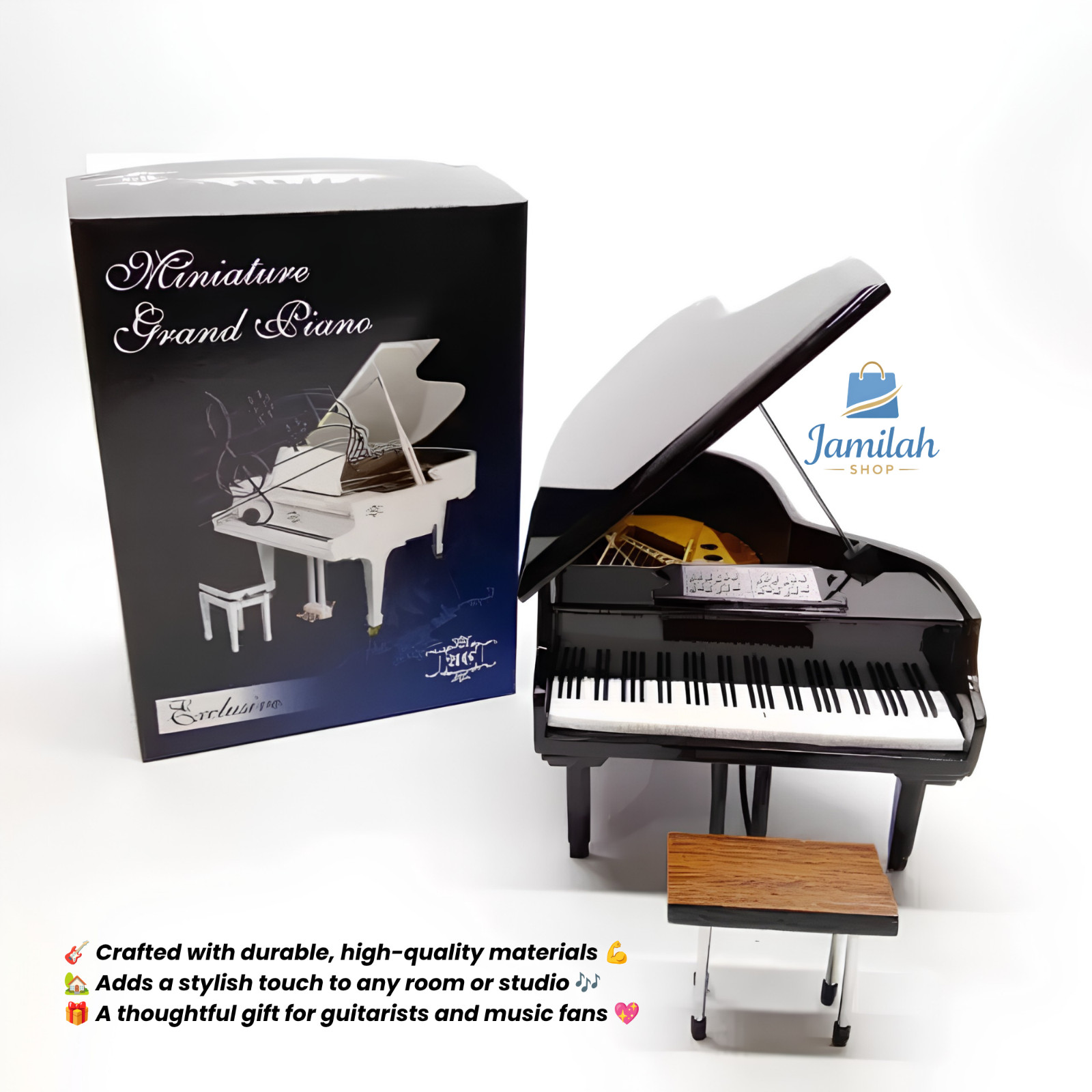 Miniature Grand Piano Black Handmade Musical Instrument Display Model Miniature Grand Piano Black Handmade Musical Instrument Display Model