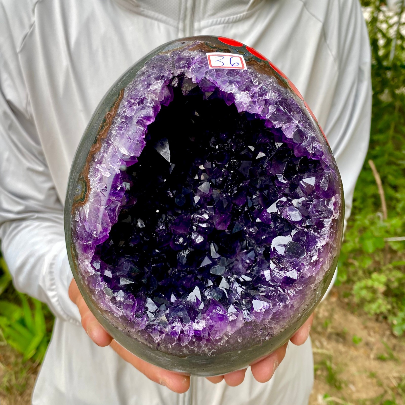 7.91LB Natural amethyst Dinosaur egg Quartz Crystal specimen healing 7.91LB Natural amethyst Dinosaur egg Quartz Crystal specimen healing