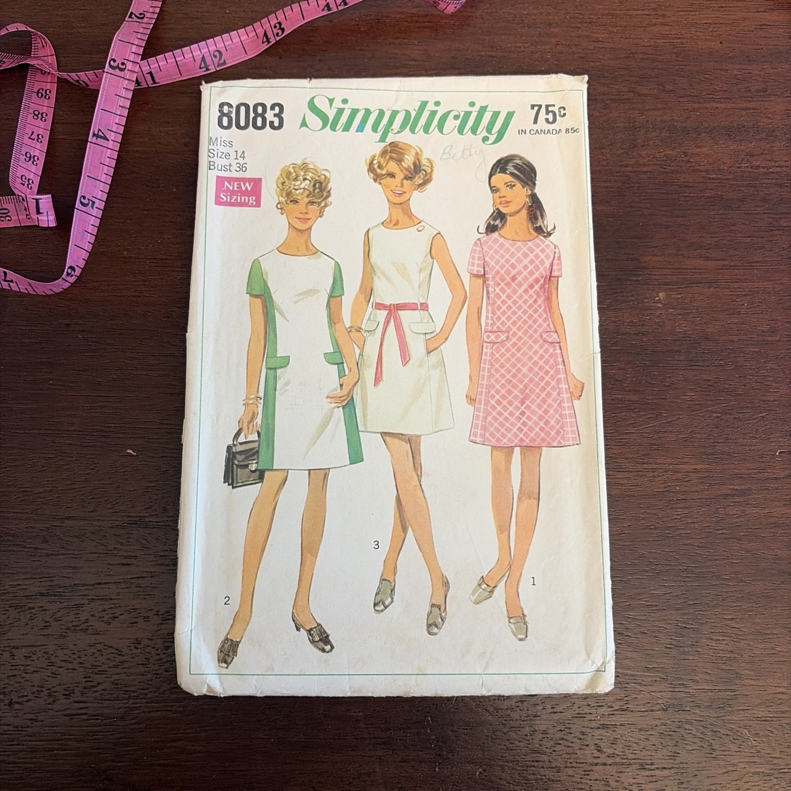 1969 Simplicity Princess Line Dress Pattern 8083 Size 14 Cut 1969 Simplicity Princess Line Dress Pattern 8083 Size 14 Cut