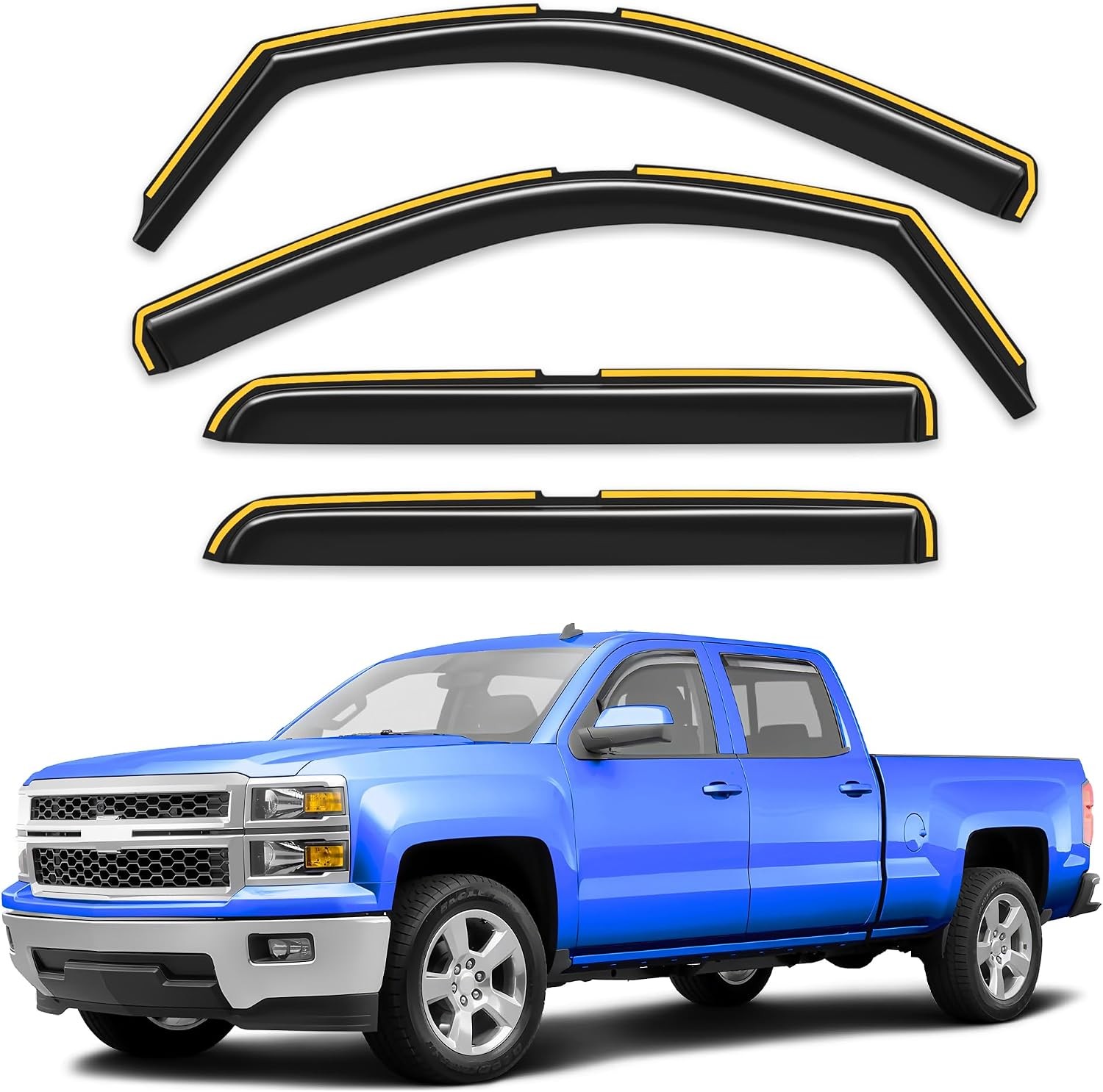 in-Channel Window Rain Guards for Chevrolet (Chevy) Silverado/GMC Sierra