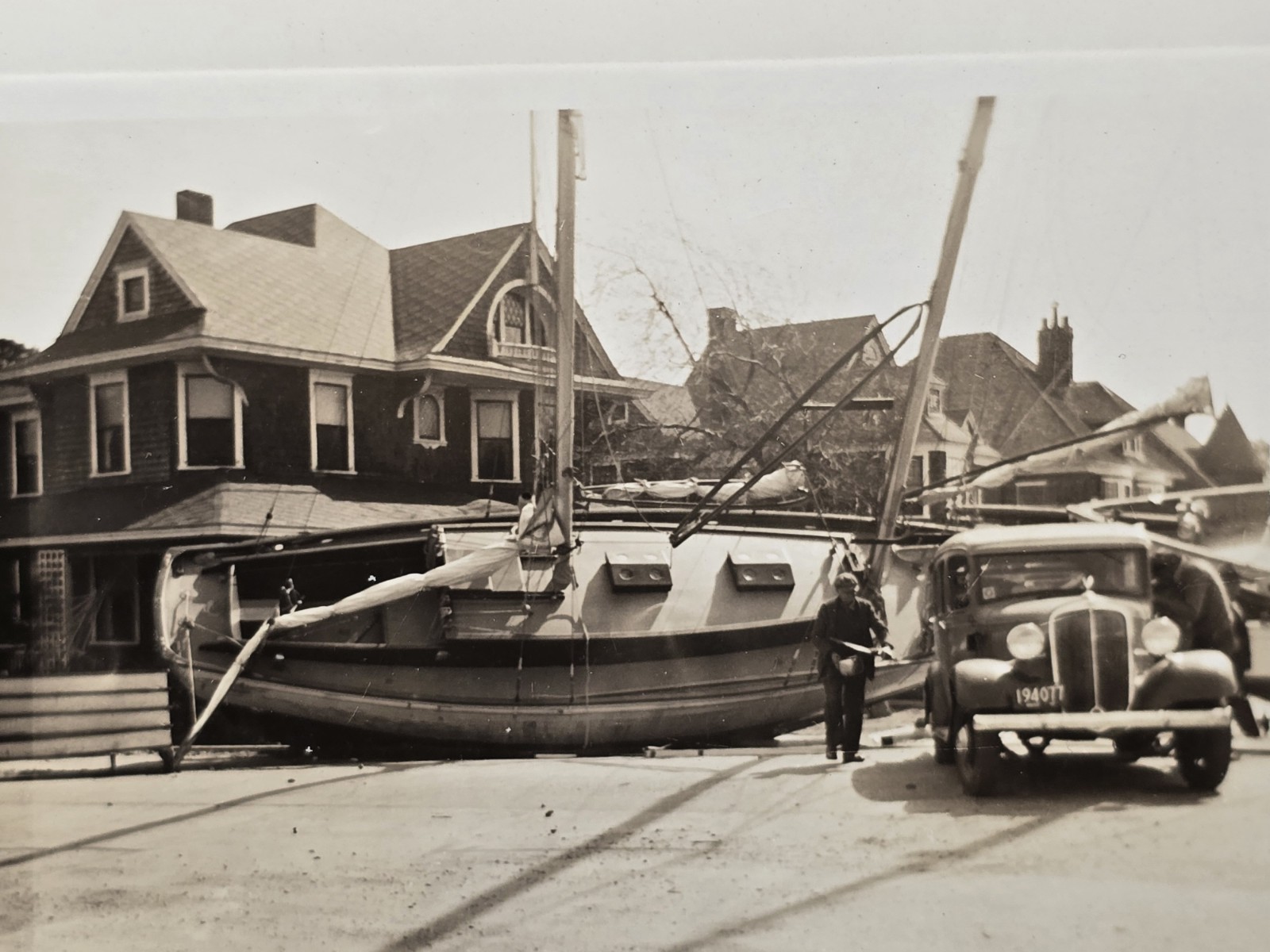 Vintage 1938 Hurricane Disaster Photo Sailboat Washed Ashore Falmouth MA Vintage 1938 Hurricane Disaster Photo Sailboat Washed Ashore Falmouth MA