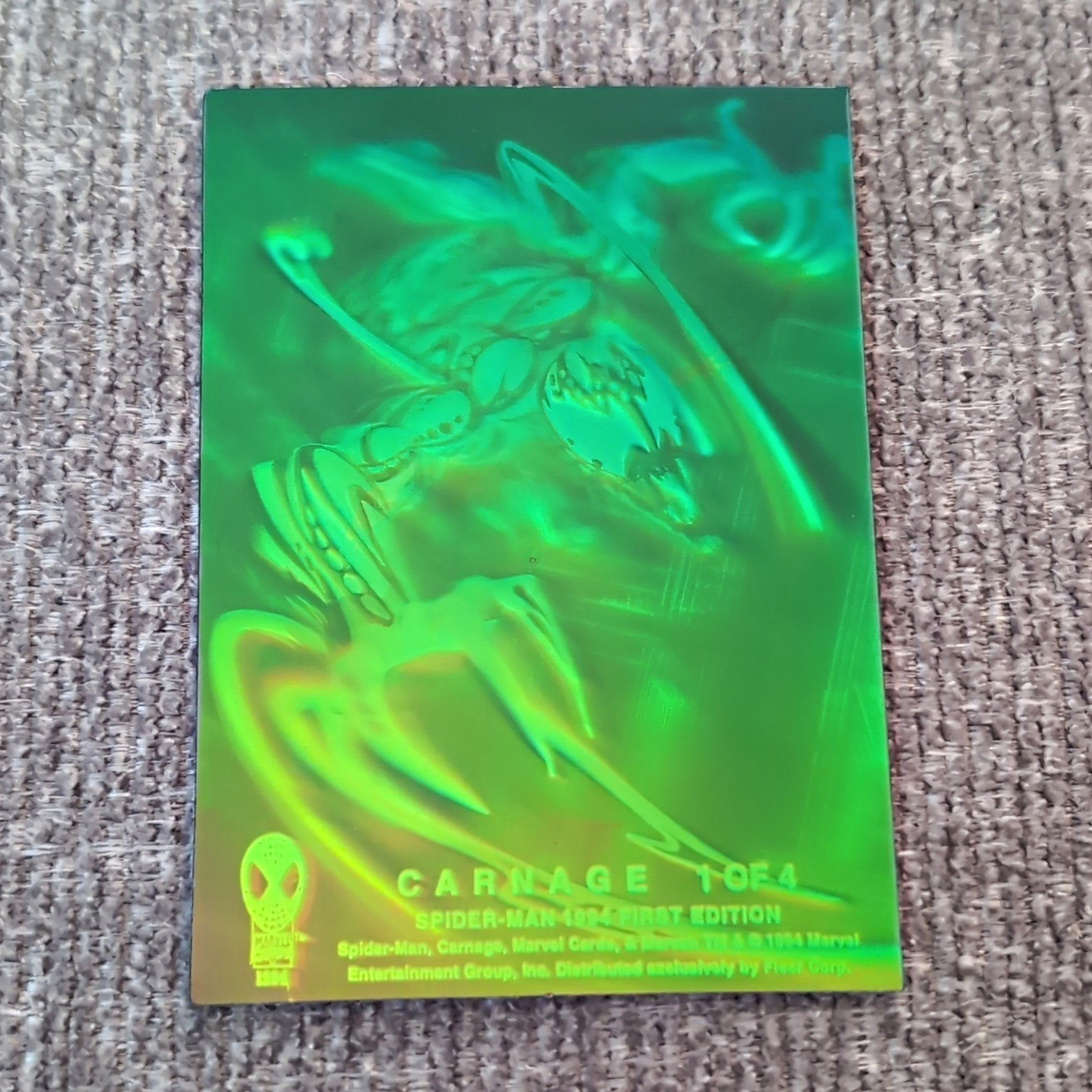 1994 Fleer Amazing Spider-Man Carnage Hologram #1 of 4 Marvel First Edition 1994 Fleer Amazing Spider-Man Carnage Hologram #1 of 4 Marvel First Edition