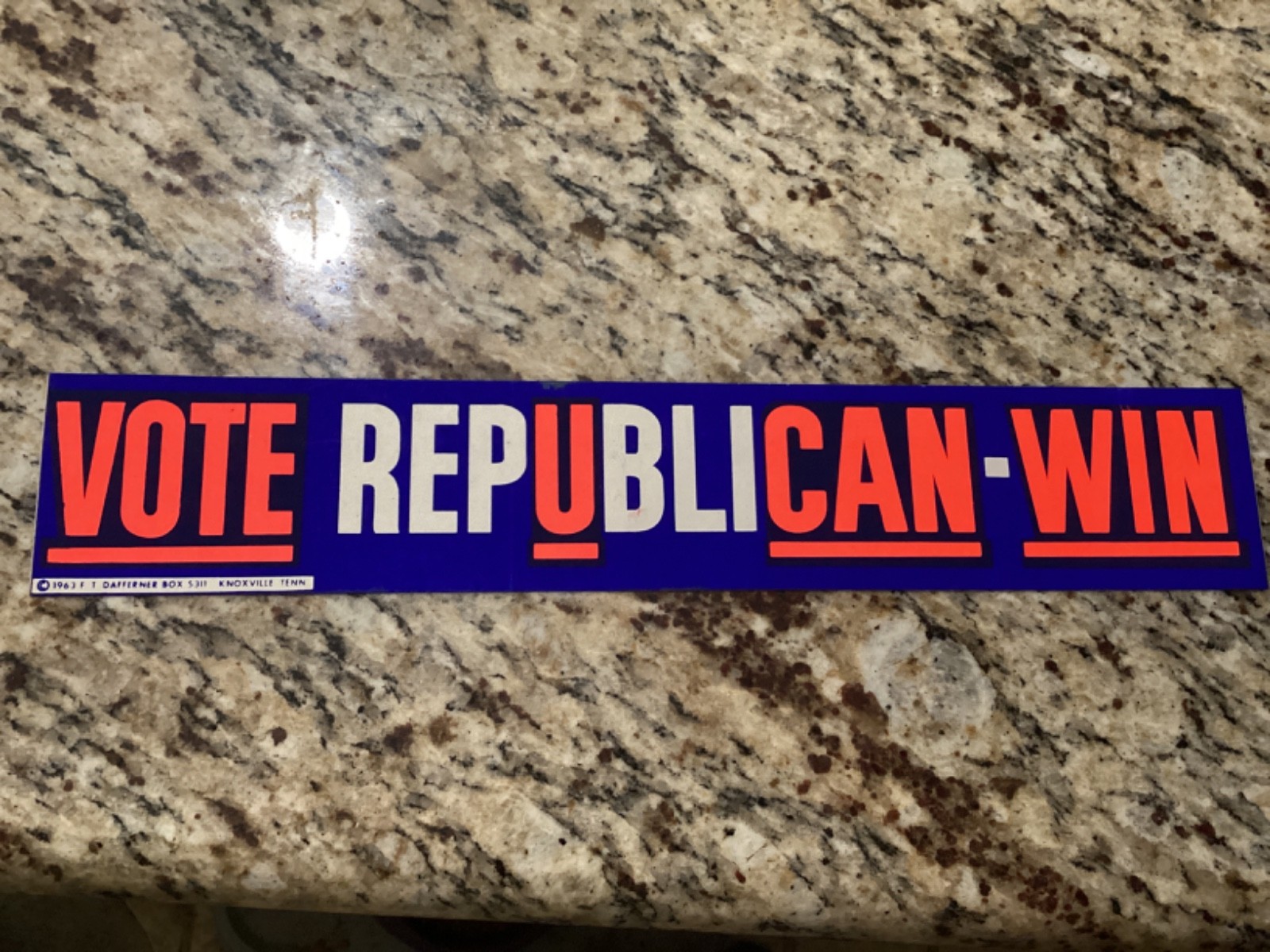 VOTE REPUBLICAN-WIN 2 1/2 x 14 INCH BUMPER STICKER IN EXCELLENT CONDITION