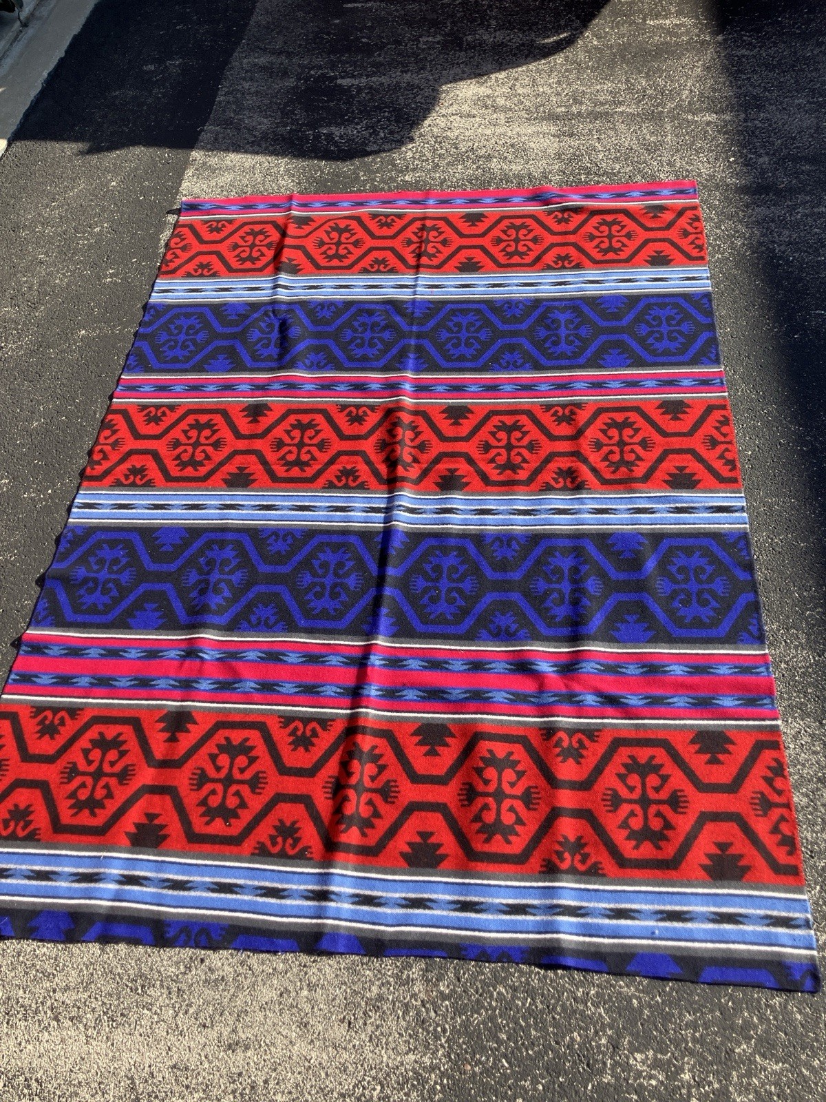 Vintage 40’ s Wool Camp Blanket Southwestern Aztec Pendleton Beacon