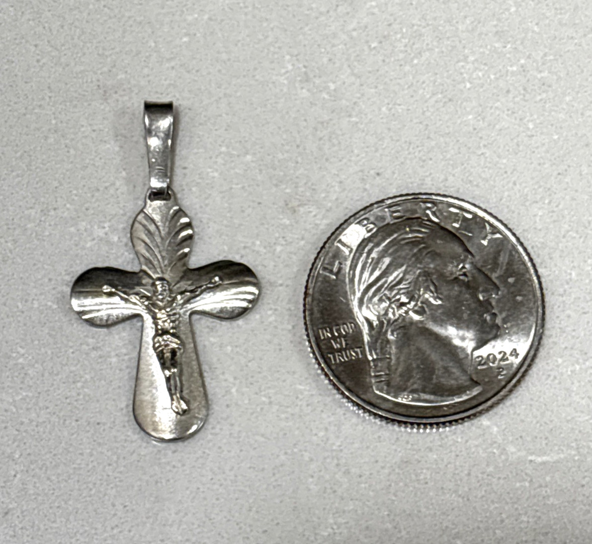 Vintage Sweet Sterling Silver 925 Crucifix Wide Pendant 1.5"