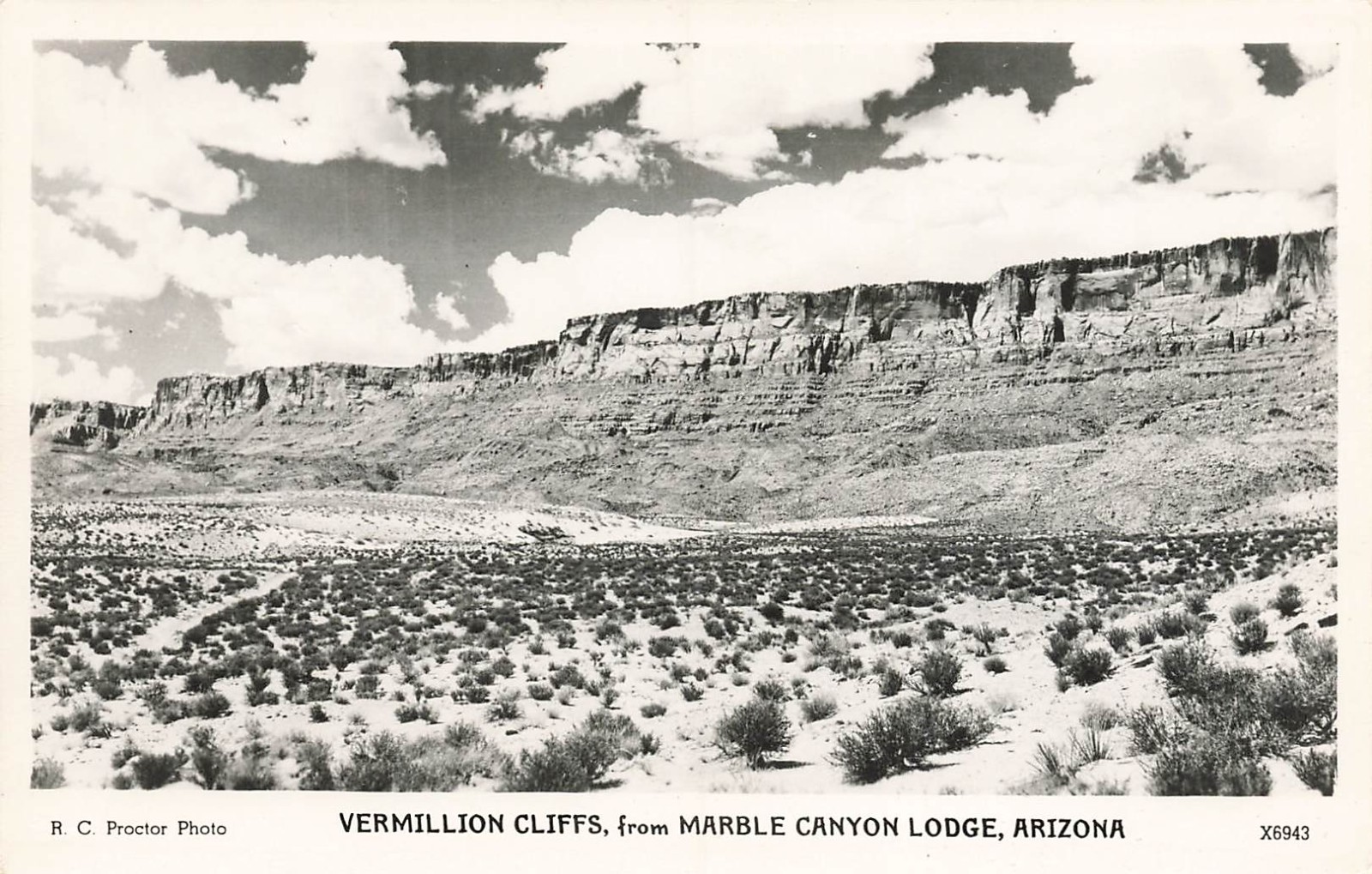 LP78 Vermillion Cliffs from  Marble Canyon Lodge Arizona 1956  RPPC Postcard