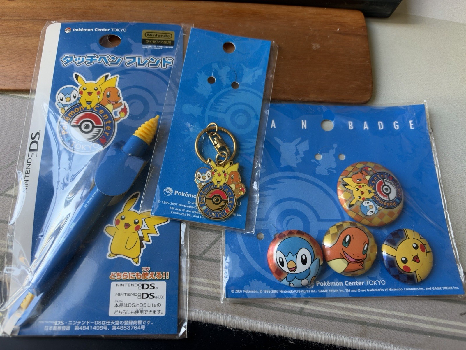 2007 Pokemon Center Tokyo Piplup, Pikachu, Charmander Keychain, Caps DS Stylus 2007 Pokemon Center Tokyo Piplup, Pikachu, Charmander Keychain, Caps DS Stylus