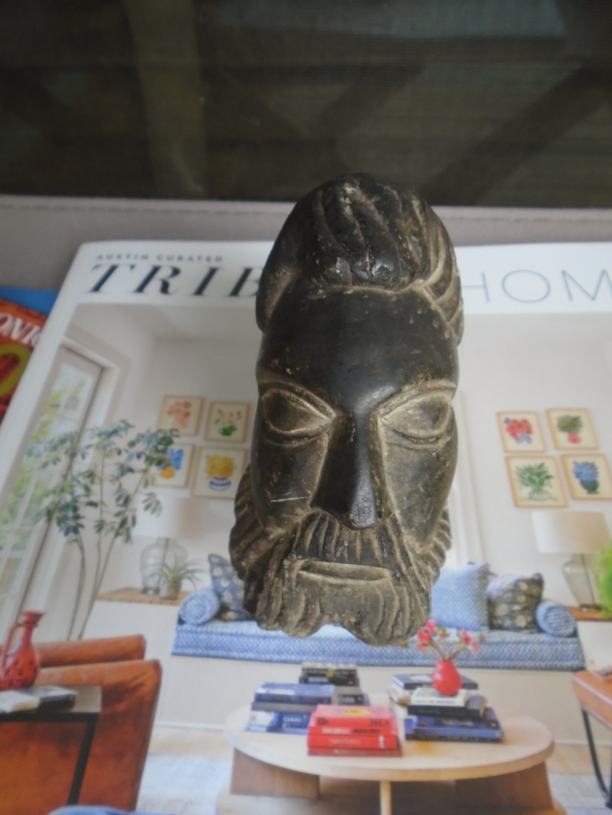 Rare ancient Bactrain stone king face with beard figurine bust antique Rare ancient Bactrain stone king face with beard figurine bust antique
