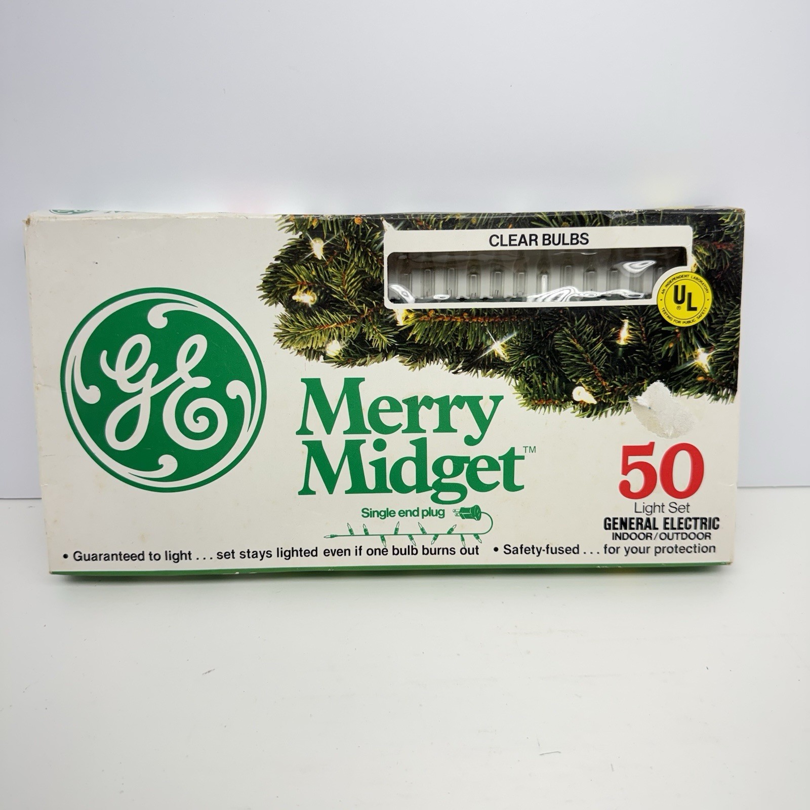 Vintage GE Merry Midget 50 Clear Mini Christmas Lights Green Wire Tested Vintage GE Merry Midget 50 Clear Mini Christmas Lights Green Wire Tested