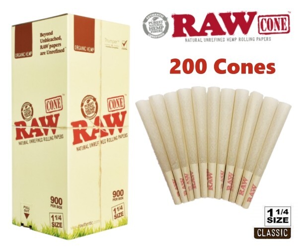 Authentic RAW Organic 1 1/4 Size Pre-Rolled Cones 200 Pack US Fast Shipping Authentic RAW Organic 1 1/4 Size Pre-Rolled Cones 200 Pack US Fast Shipping