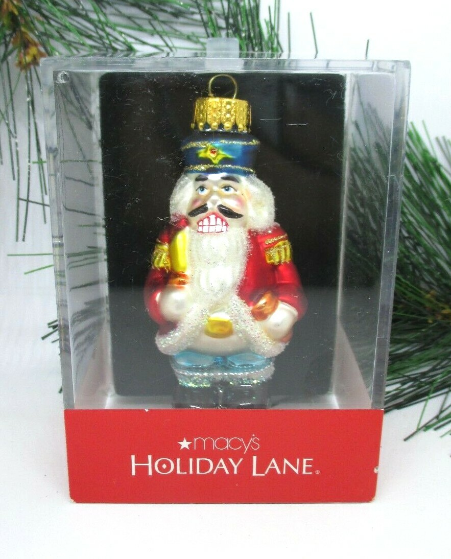 Blown Glass Ornament NUTCRACKER Macy's Holiday Lane in box Blown Glass Ornament NUTCRACKER Macy's Holiday Lane in box