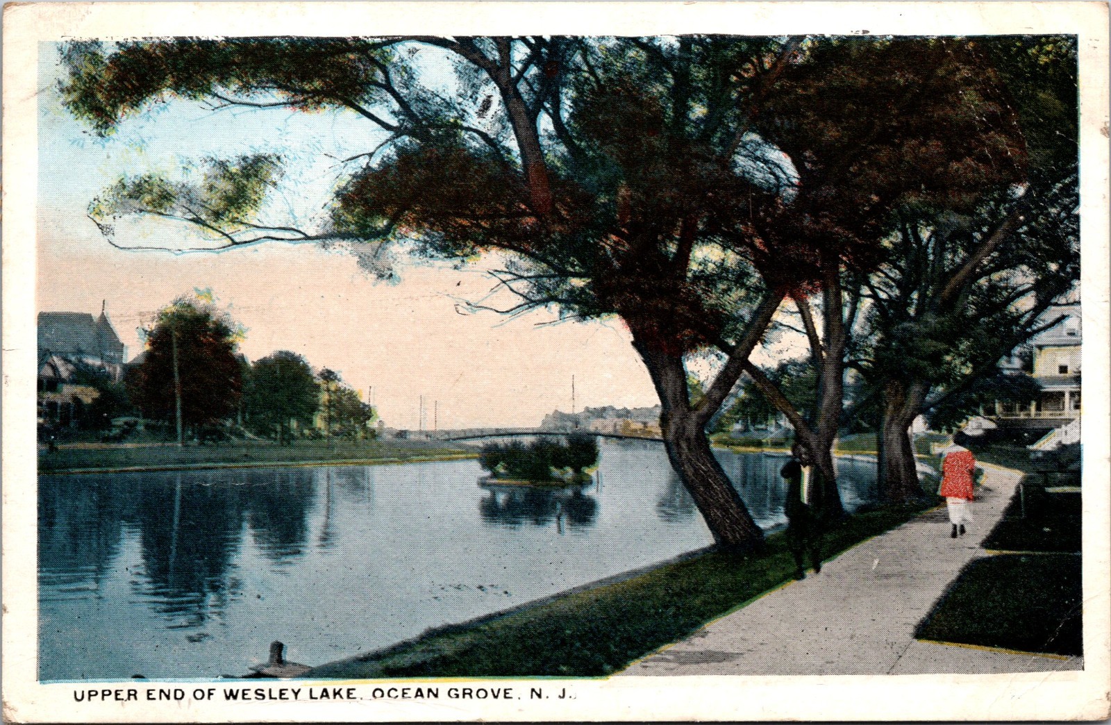 Ocean Grove New Jersey N.J. Upper End of Wesley Lake Postcard Posted 1920 Ocean Grove New Jersey N.J. Upper End of Wesley Lake Postcard Posted 1920