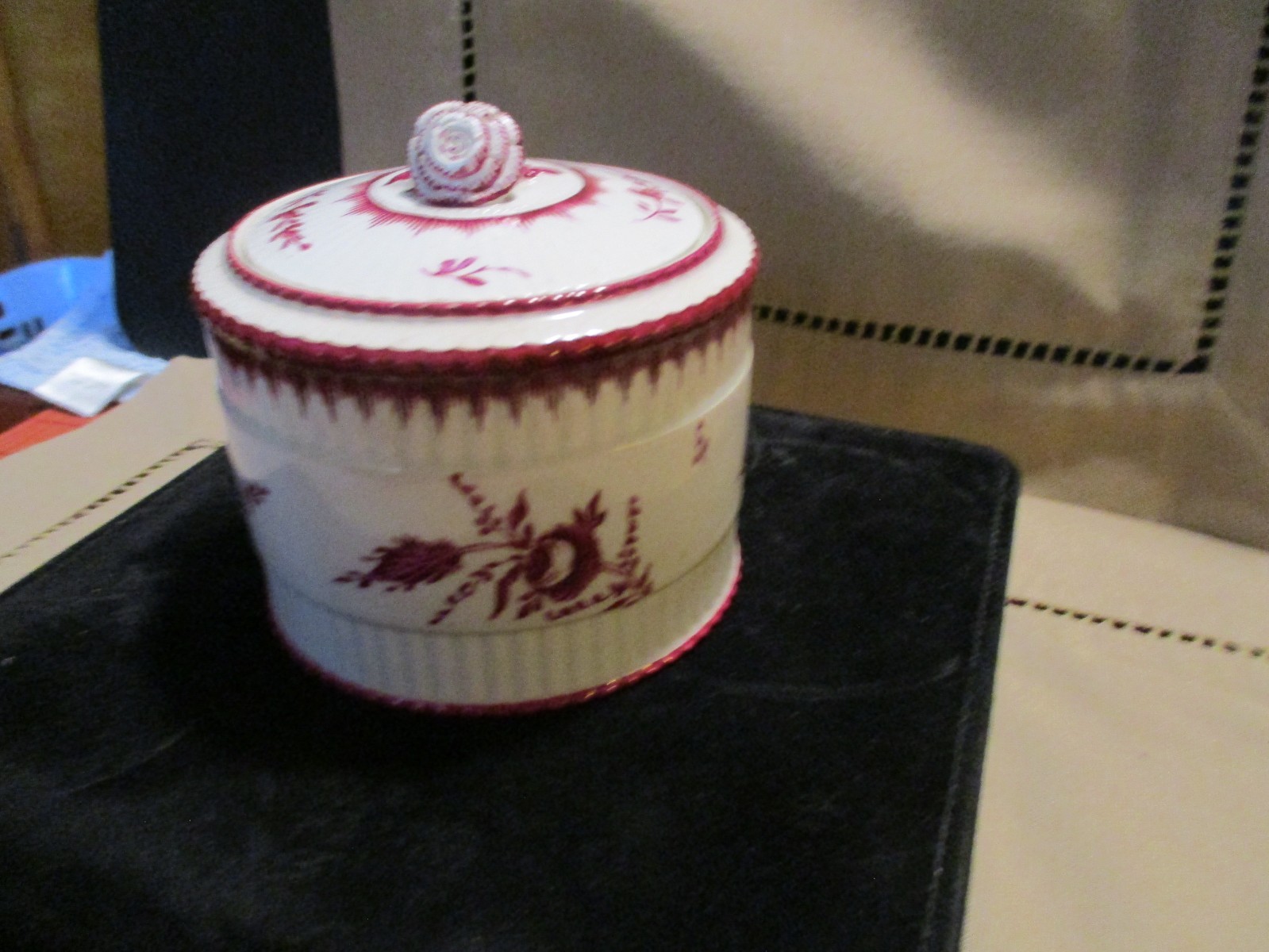 Antique French Porcelain Hand Painted Covered Box Antique French Porcelain Hand Painted Covered Box
