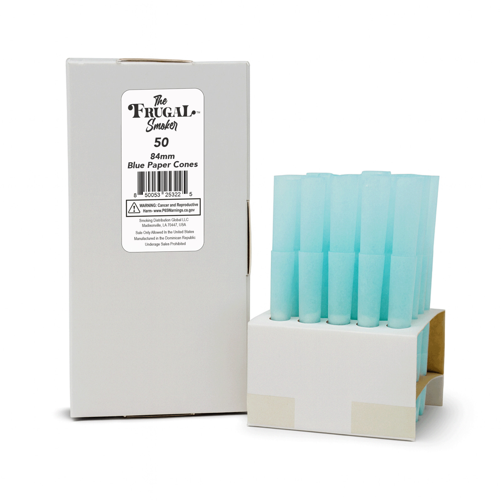 Frugal Smoker Cones - Blue Color Cones (84mm Size) - 50 Cones Frugal Smoker Cones - Blue Color Cones (84mm Size) - 50 Cones