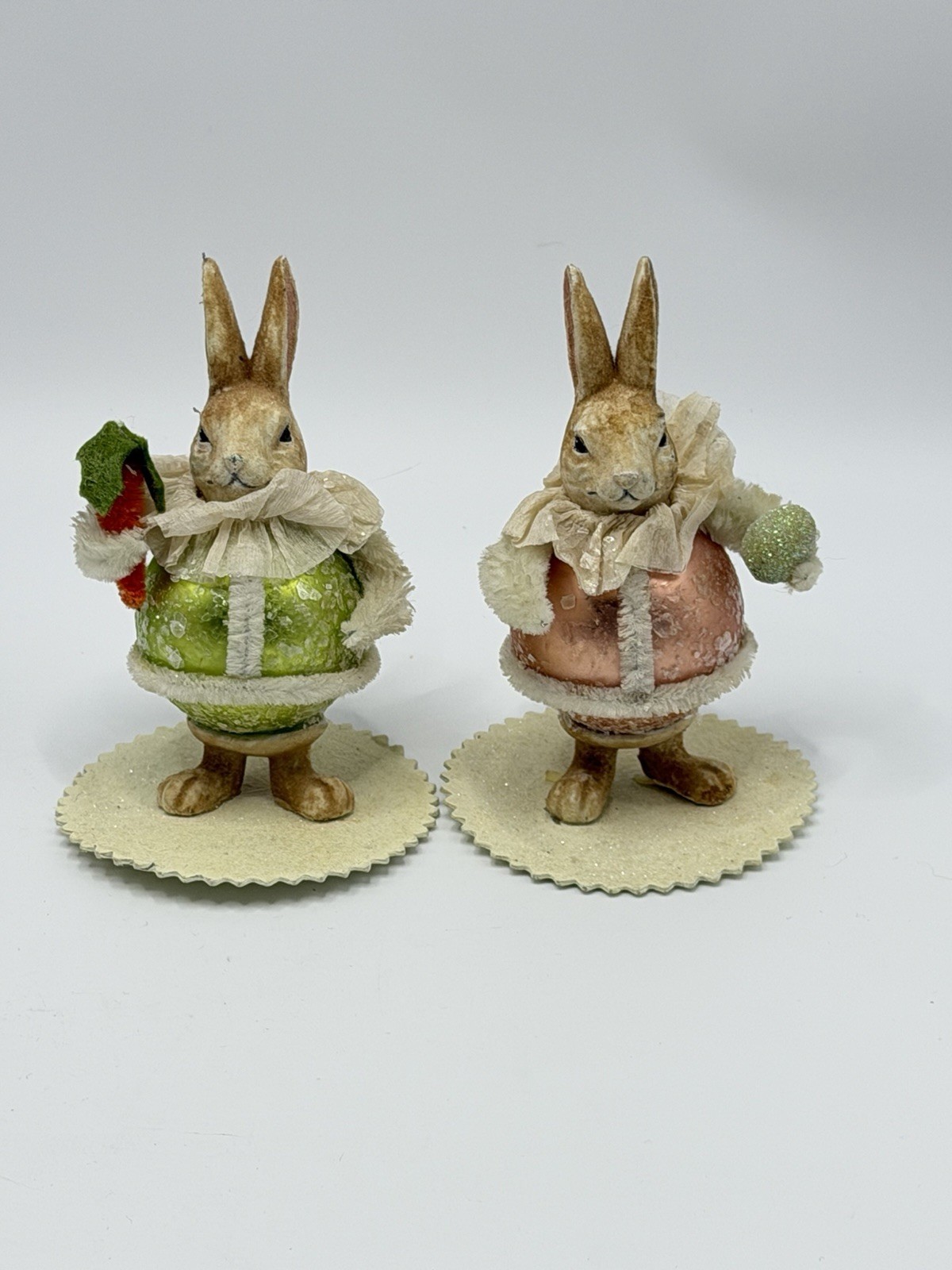 Vintage Bethany Lowe Easter Bunny Couple 4.5” Paper Mache Figures Vintage Bethany Lowe Easter Bunny Couple 4.5” Paper Mache Figures