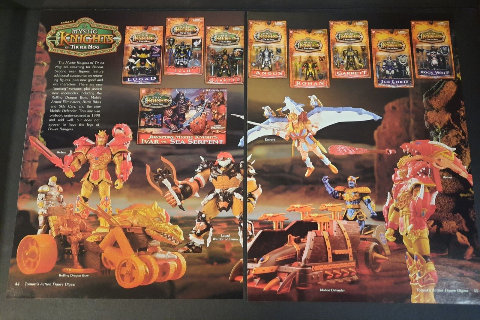 1998 MYSTIC KNIGHTS OF TIR NA NOG figures ~ 2x Magazine Preview Pages/PRINT AD 1998 MYSTIC KNIGHTS OF TIR NA NOG figures ~ 2x Magazine Preview Pages/PRINT AD