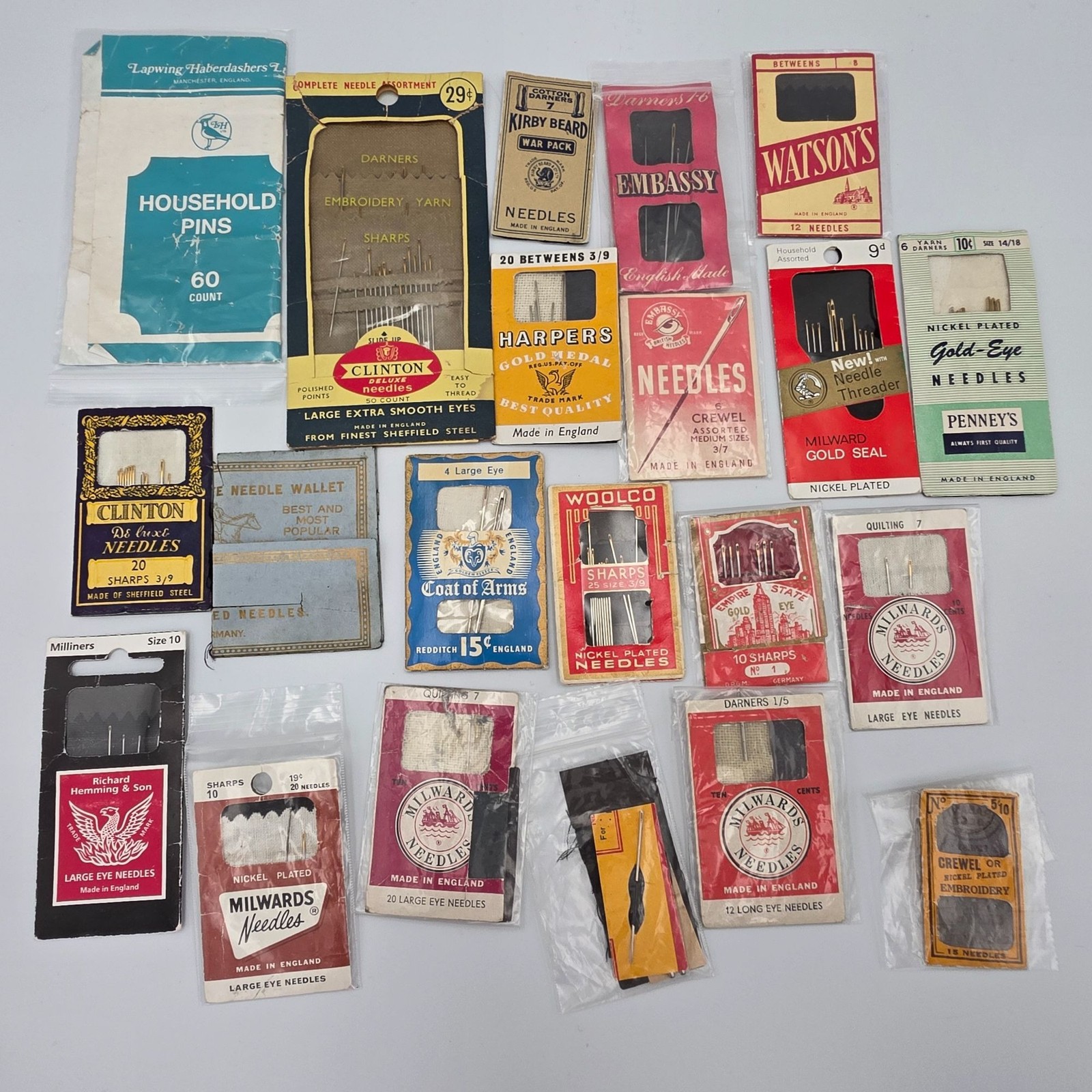 Vintage Needle & Pin Collection Clinton Milwards Embassy Woolco Harpers Mixed
