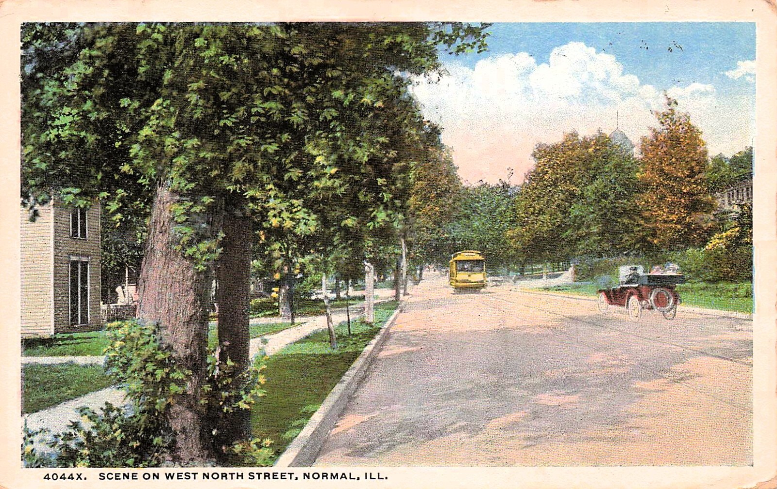 Normal Illinois IL West North Street Homes Interurban Trolley Vtg Postcard E42 Normal Illinois IL West North Street Homes Interurban Trolley Vtg Postcard E42
