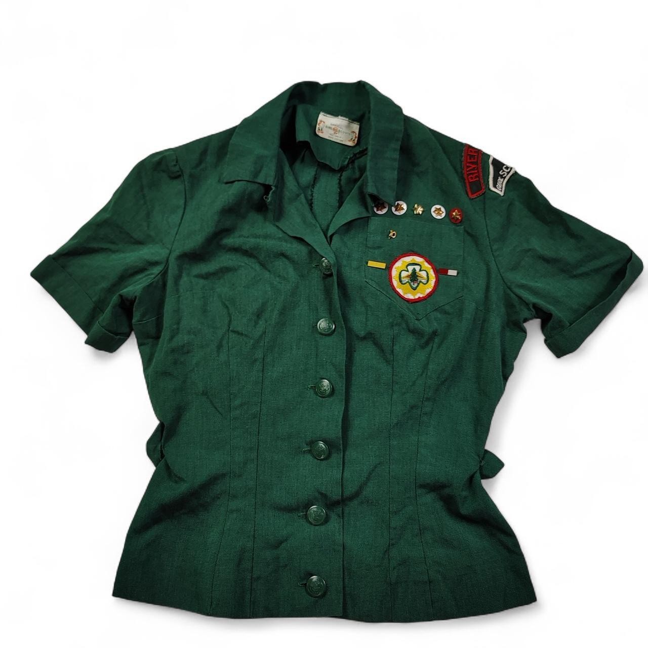 Vintage 60s Girl Scouts Uniform Top Shirt with Original Patches 1960's Vintage 60s Girl Scouts Uniform Top Shirt with Original Patches 1960's