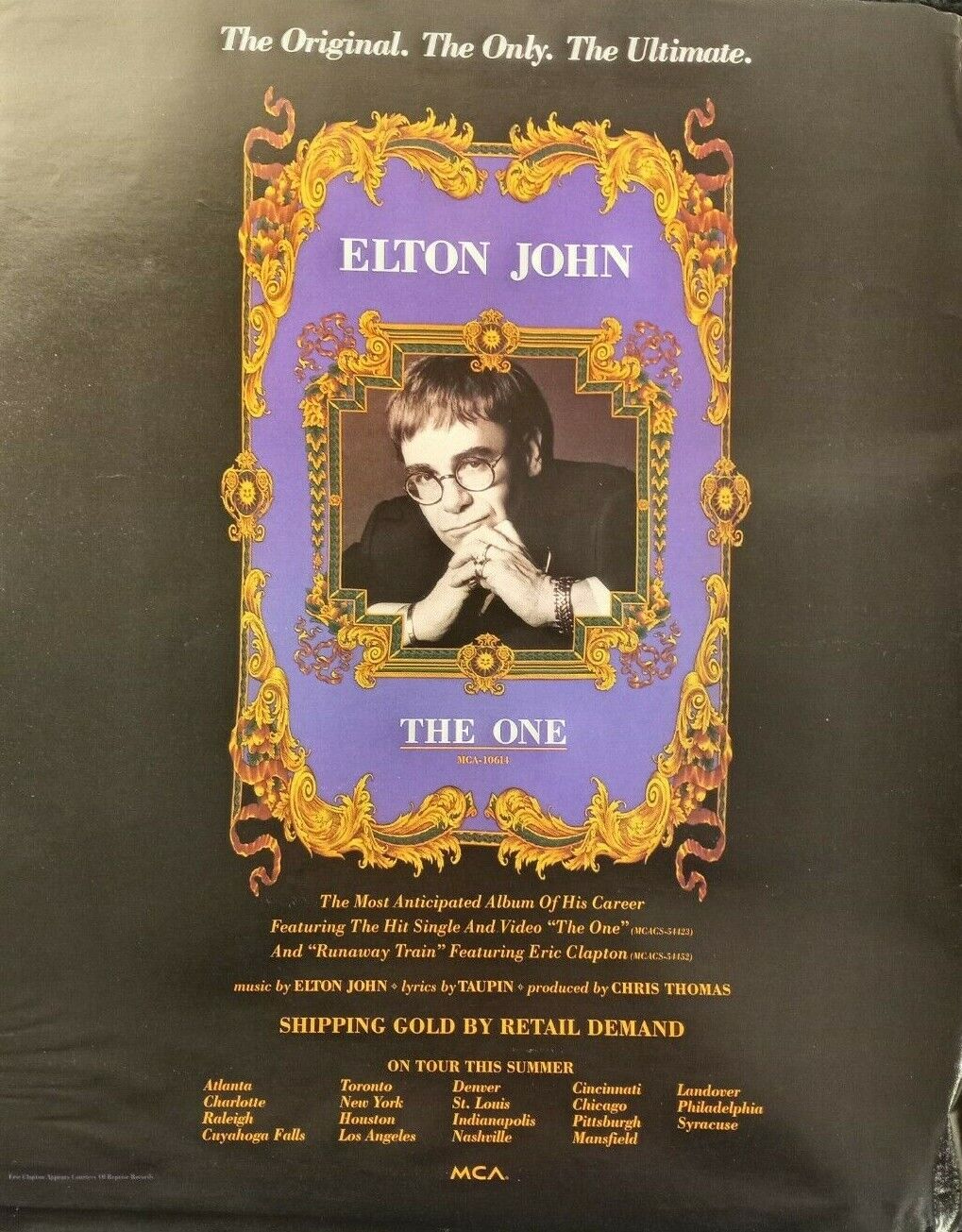 1992 ELTON JOHN ORIGINAL UNFRAMED magazine PROMO AD 11 X 13 3/4