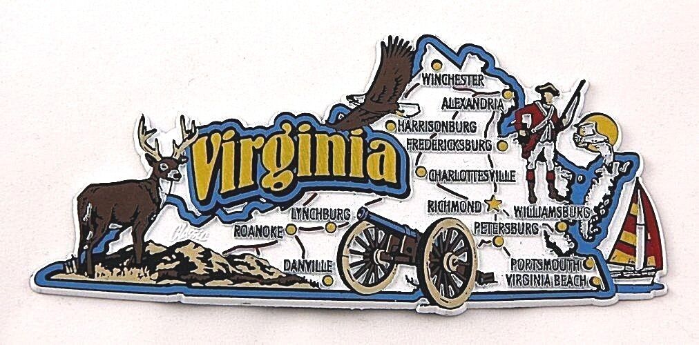 VIRGINIA STATE MAP AND LANDMARKS COLLAGE FRIDGE COLLECTIBLE SOUVENIR MAGNET