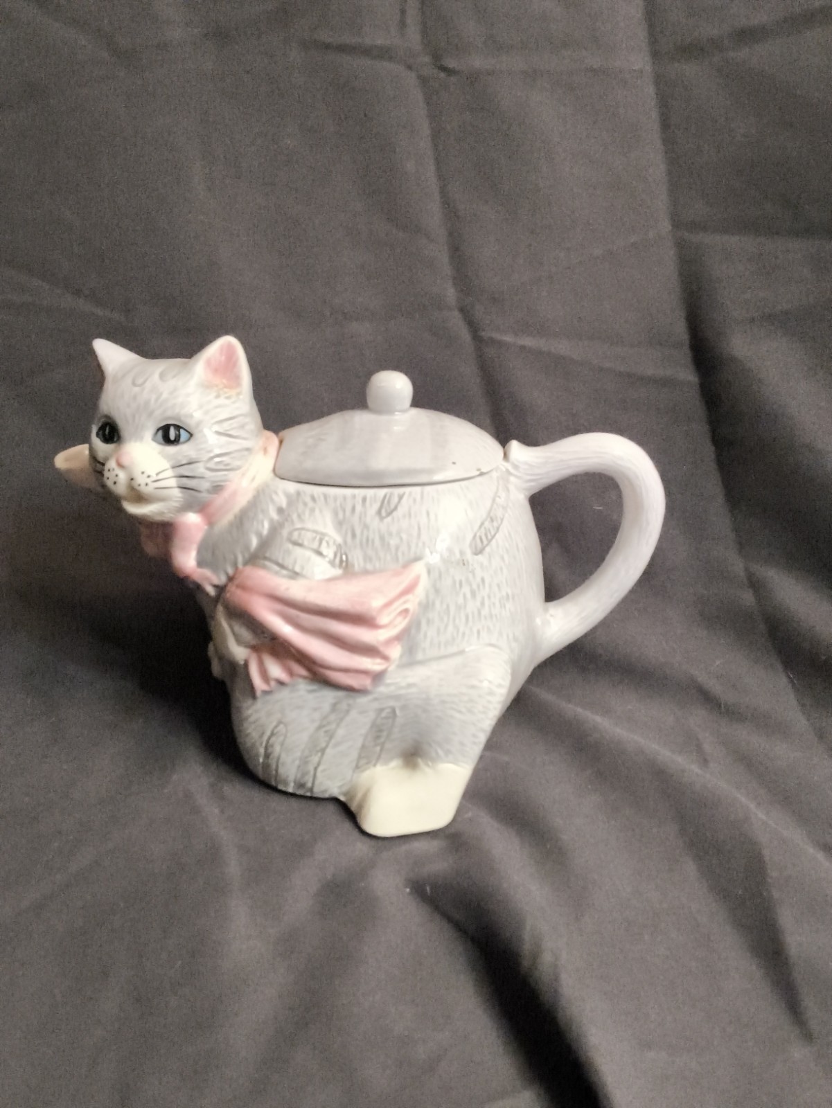 Vintage Otagiri Ceramic Cat Teapot Original Foil Label Japan Grey Tabby... Vintage Otagiri Ceramic Cat Teapot Original Foil Label Japan Grey Tabby...