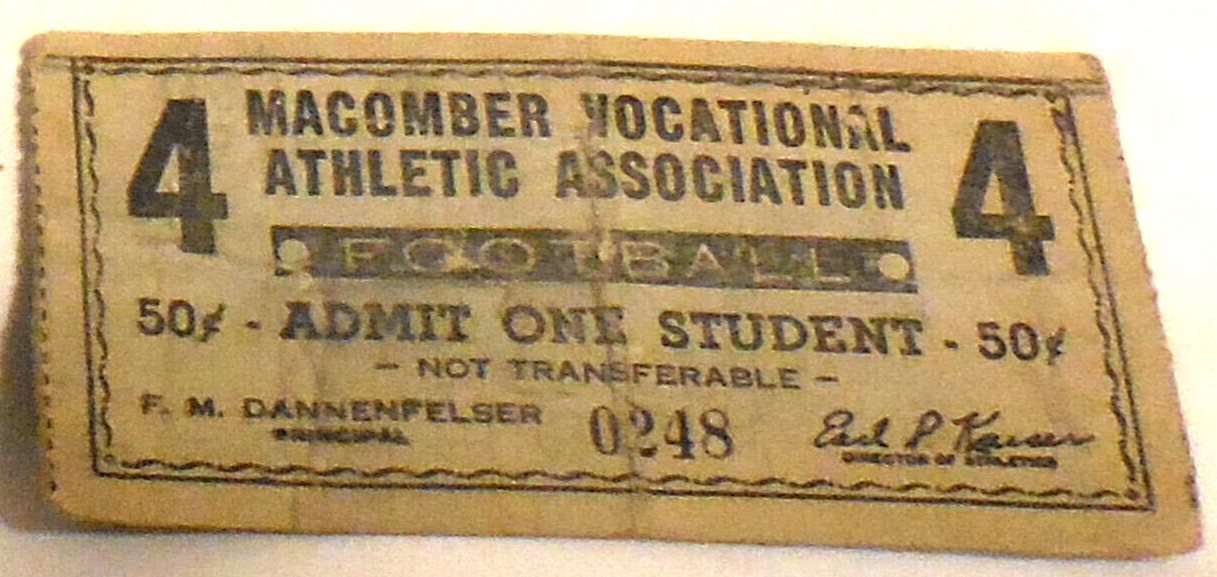 1 ad Macomber vocational High School Toledo Ohio ticket  Student Football VTG