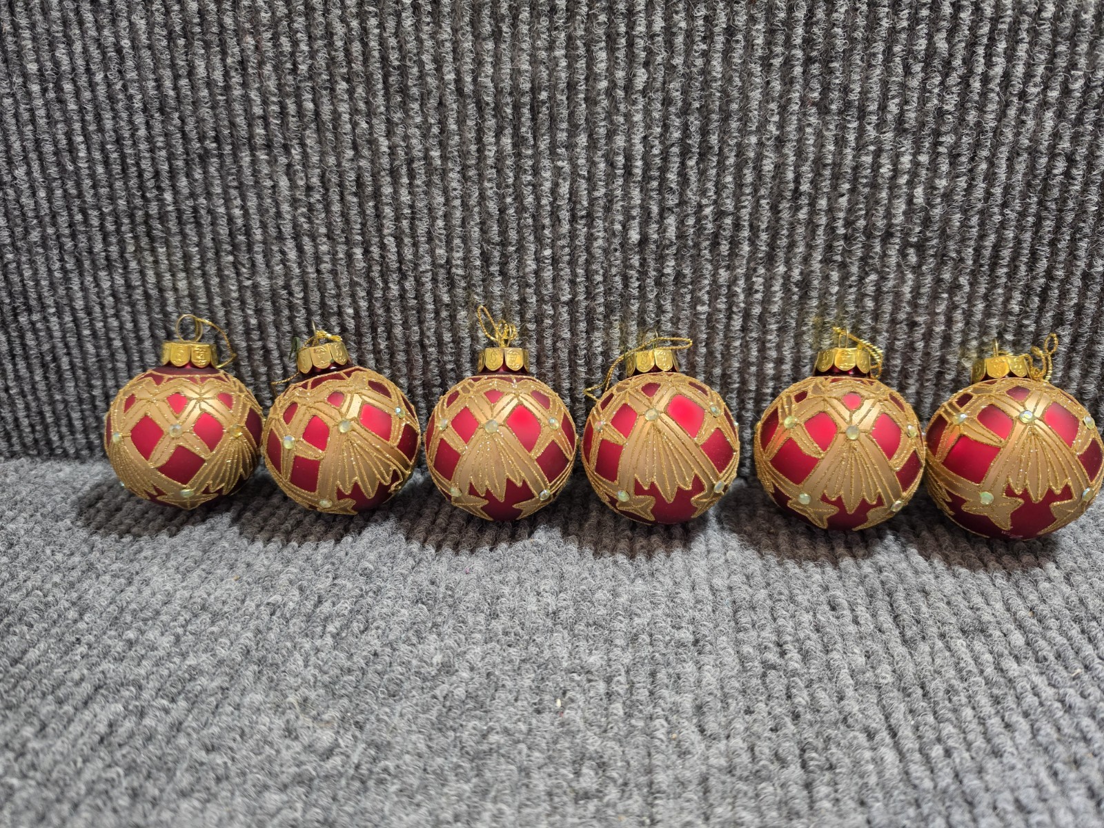 Waterford Holiday Heirlooms Red Crimson Christmas Ornaments NO Box 6 in lot Waterford Holiday Heirlooms Red Crimson Christmas Ornaments NO Box 6 in lot