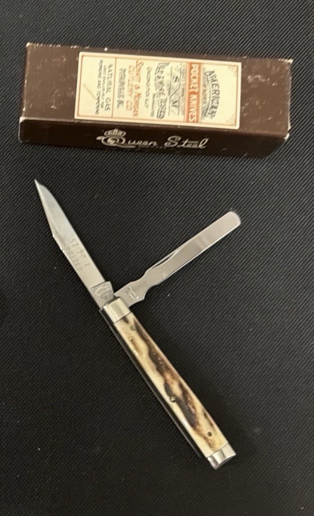 NIB Schatt & Morgan File & Wire Stag Knife 1/25 Rare 0442SK NIB Schatt & Morgan File & Wire Stag Knife 1/25 Rare 0442SK