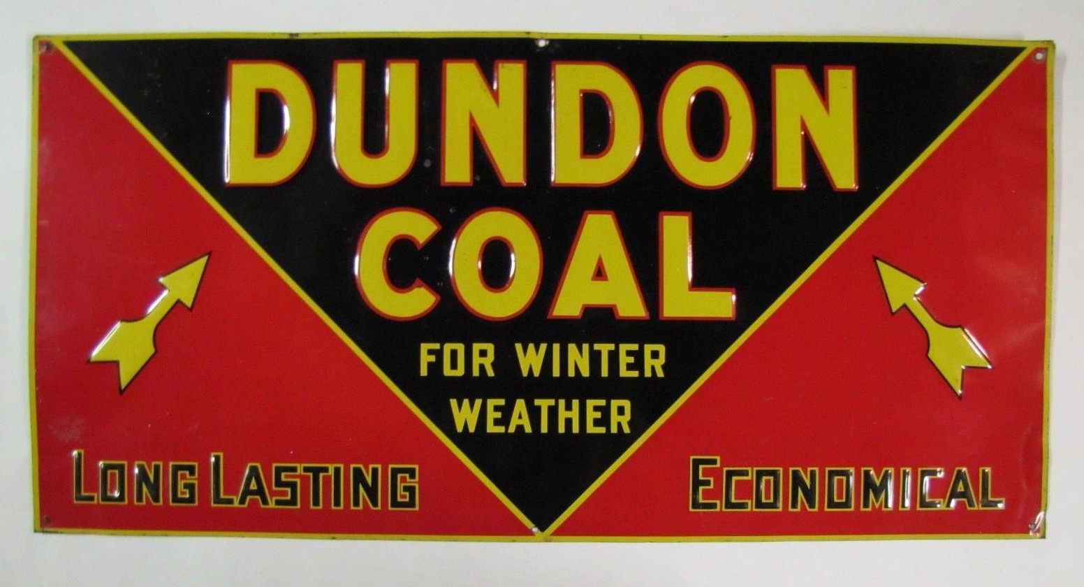 DUNDON COAL FOR WINTER WEATHER Original Old Embossed Tin Ad Sign Fuel Oil