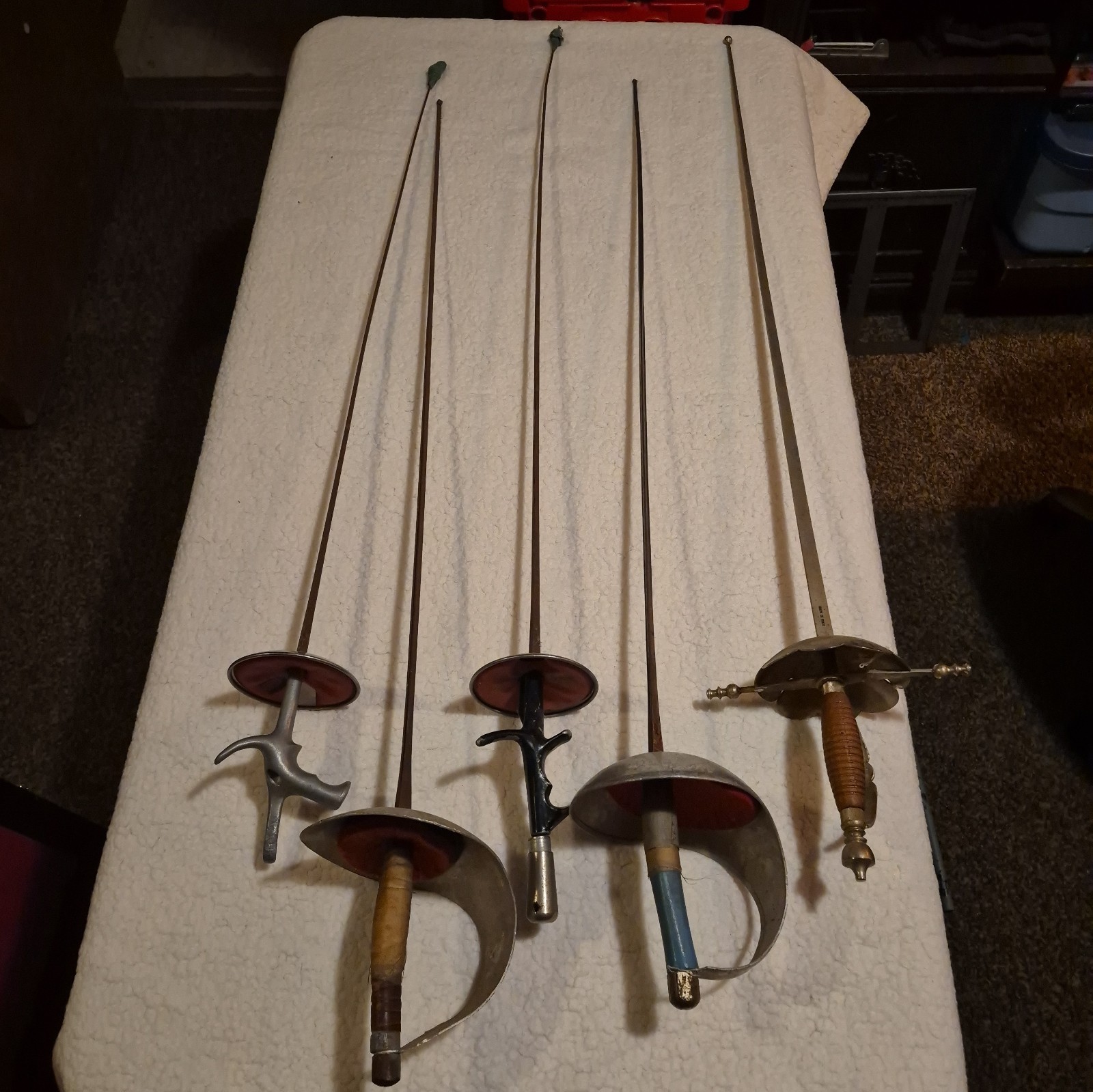 ​Lot of 5 Vintage Fencing Swords Sabre Foil Rapier Uhlmann Visconti Leather Grip