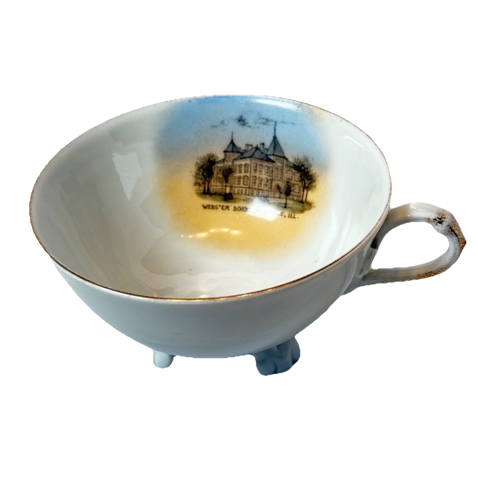 RUSHVILLE, ILLINOIS IL Antique WEBSTER SCHOOL Souvenir China Dish Candy Bowl RUSHVILLE, ILLINOIS IL Antique WEBSTER SCHOOL Souvenir China Dish Candy Bowl