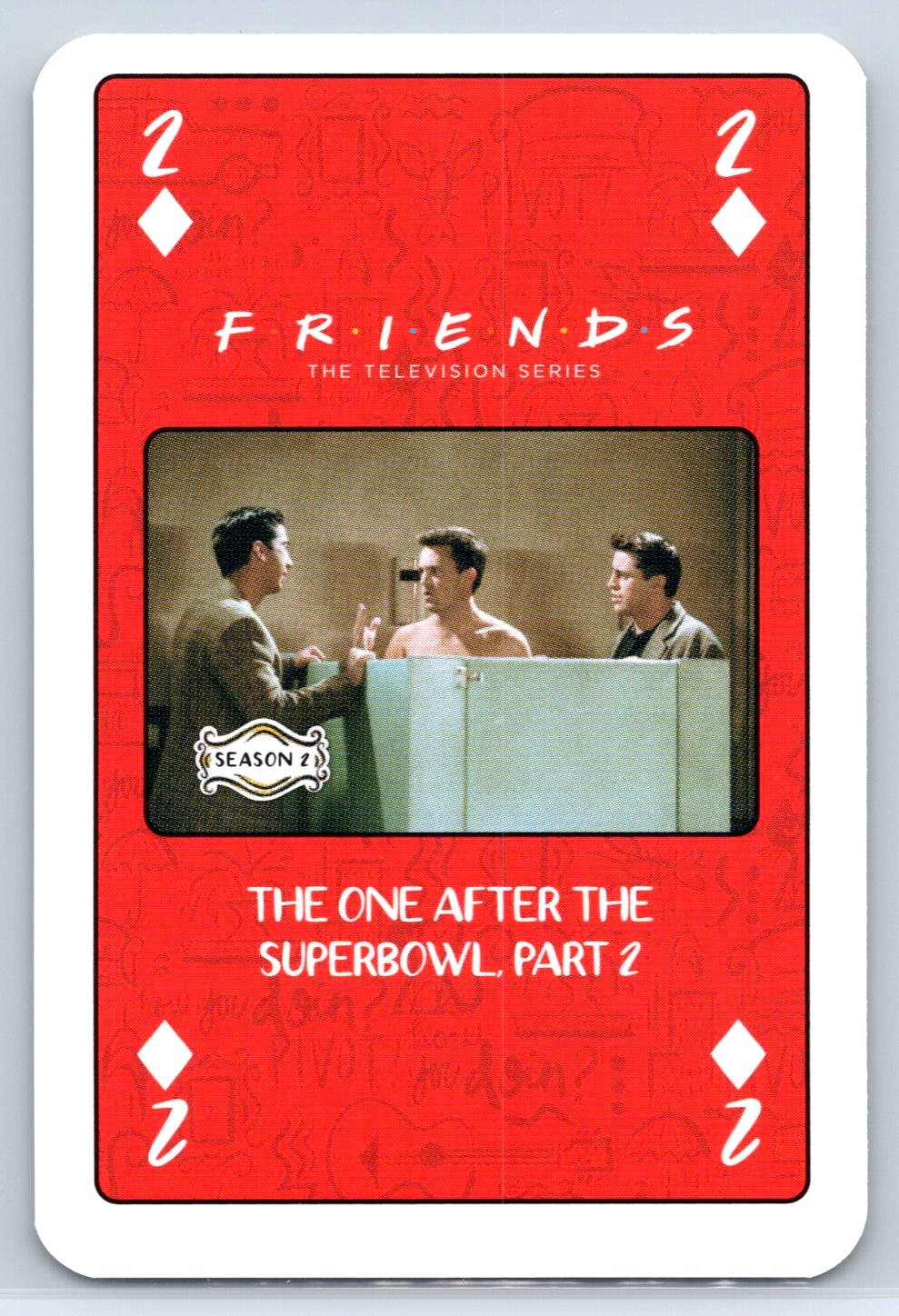 Waddingtons Friends TV Show Playing Cards The One After Super Bowl 2 of Diamonds