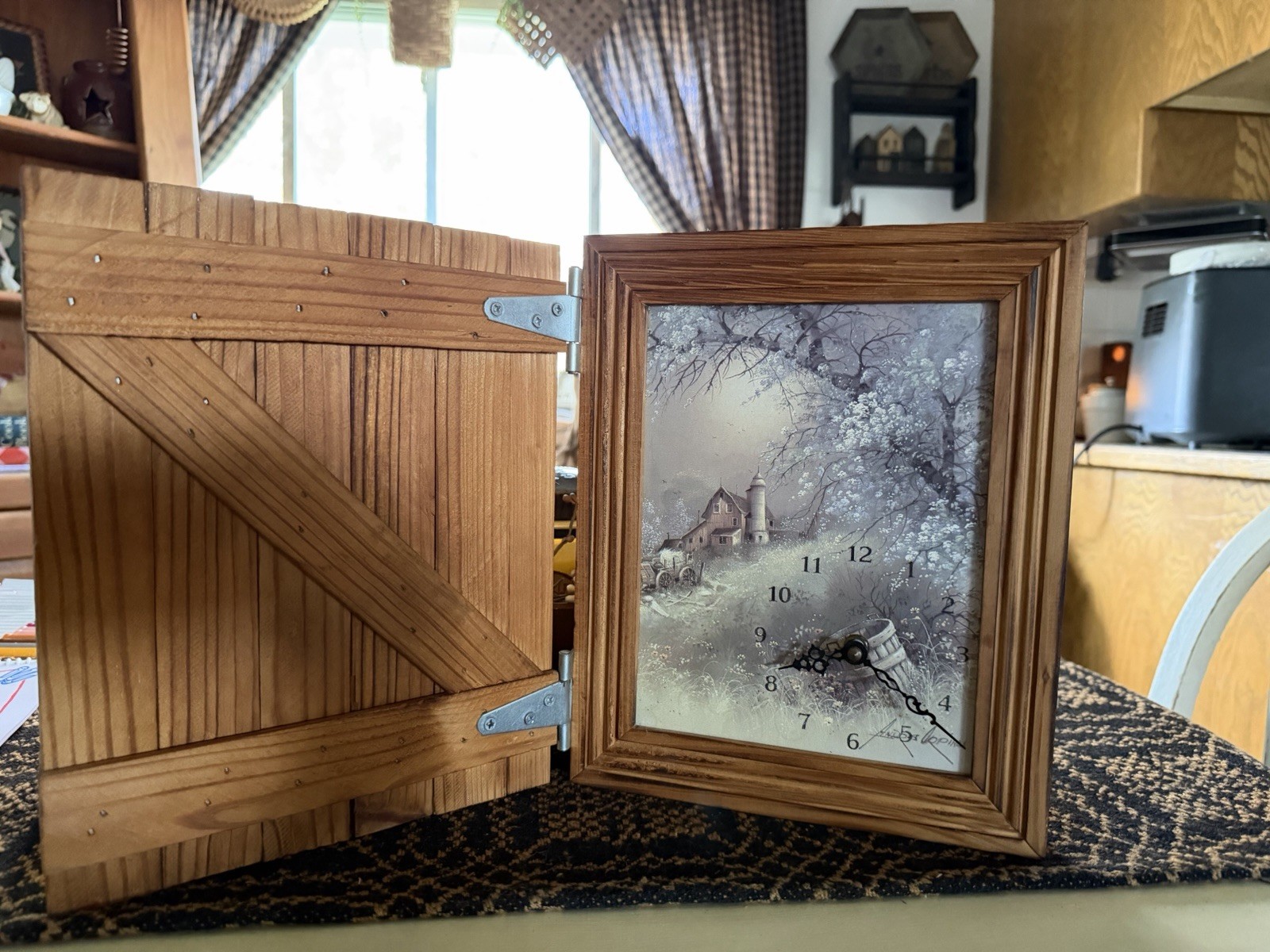 Vintage Wood Clock Farmhouse Barn Door Cottagecore Country Vintage Wood Clock Farmhouse Barn Door Cottagecore Country