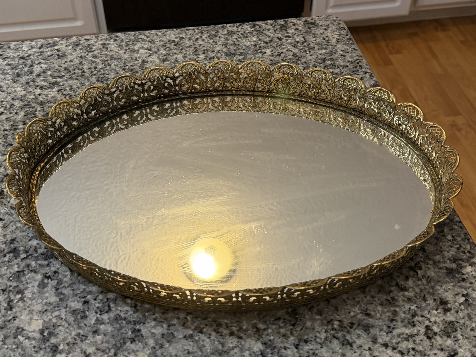 Vtg Oval Gold Filigree Mirrored Vanity Tray 17x13Hollywood Regency Perfume Large Vtg Oval Gold Filigree Mirrored Vanity Tray 17x13Hollywood Regency Perfume Large