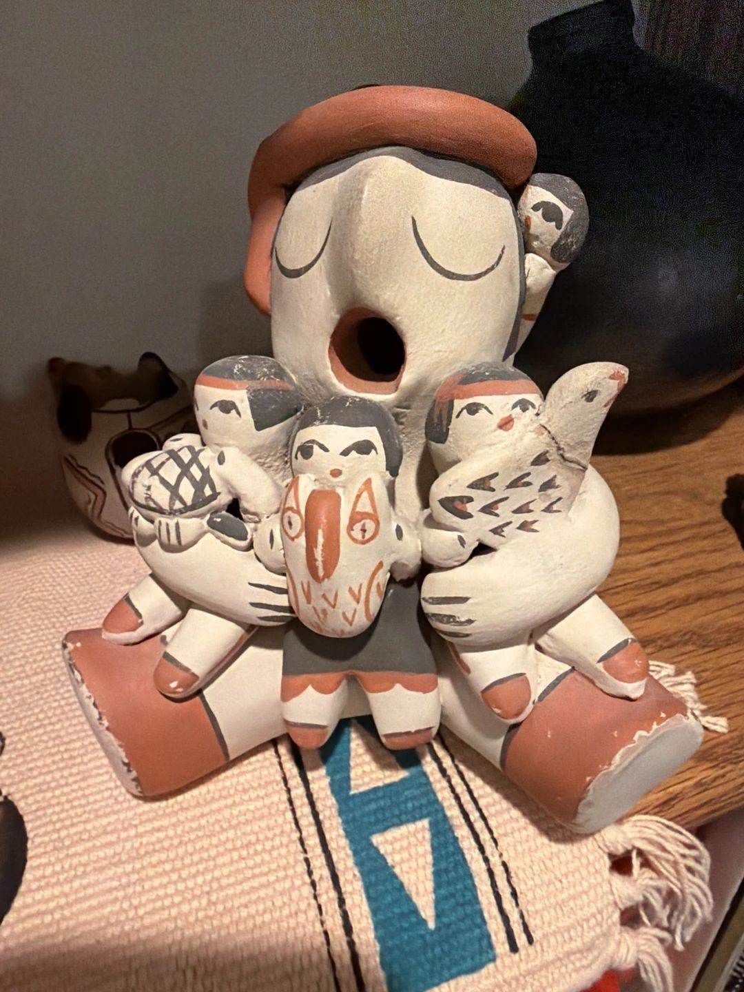 Jemez Pueblo Handmade Clay Storyteller Figure with Three Children Jemez Pueblo Handmade Clay Storyteller Figure with Three Children