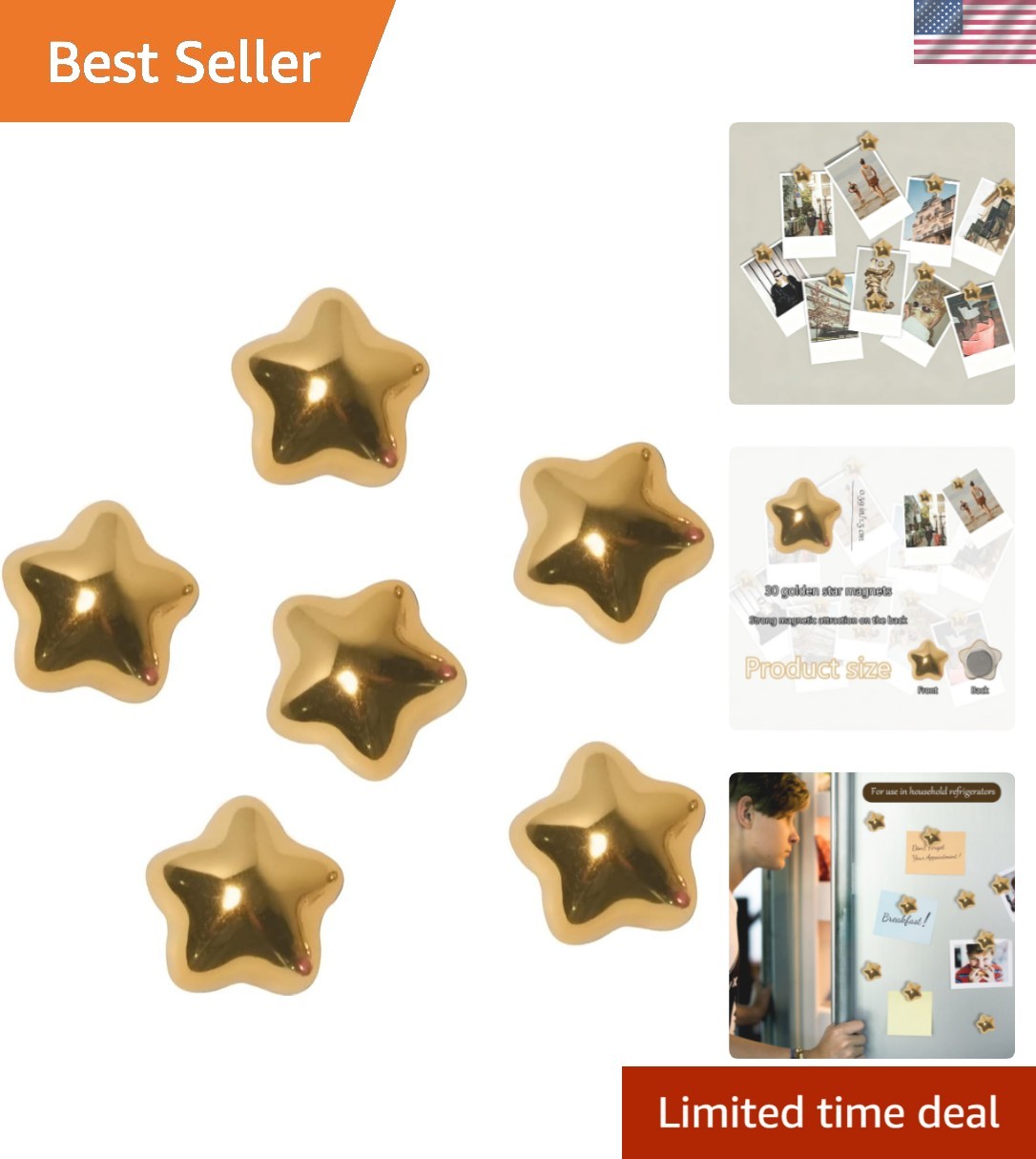 30 PCS Star Refrigerator Magnets, Gold Magnets for Fridge, Decorative Magnet ... 30 PCS Star Refrigerator Magnets, Gold Magnets for Fridge, Decorative Magnet ...